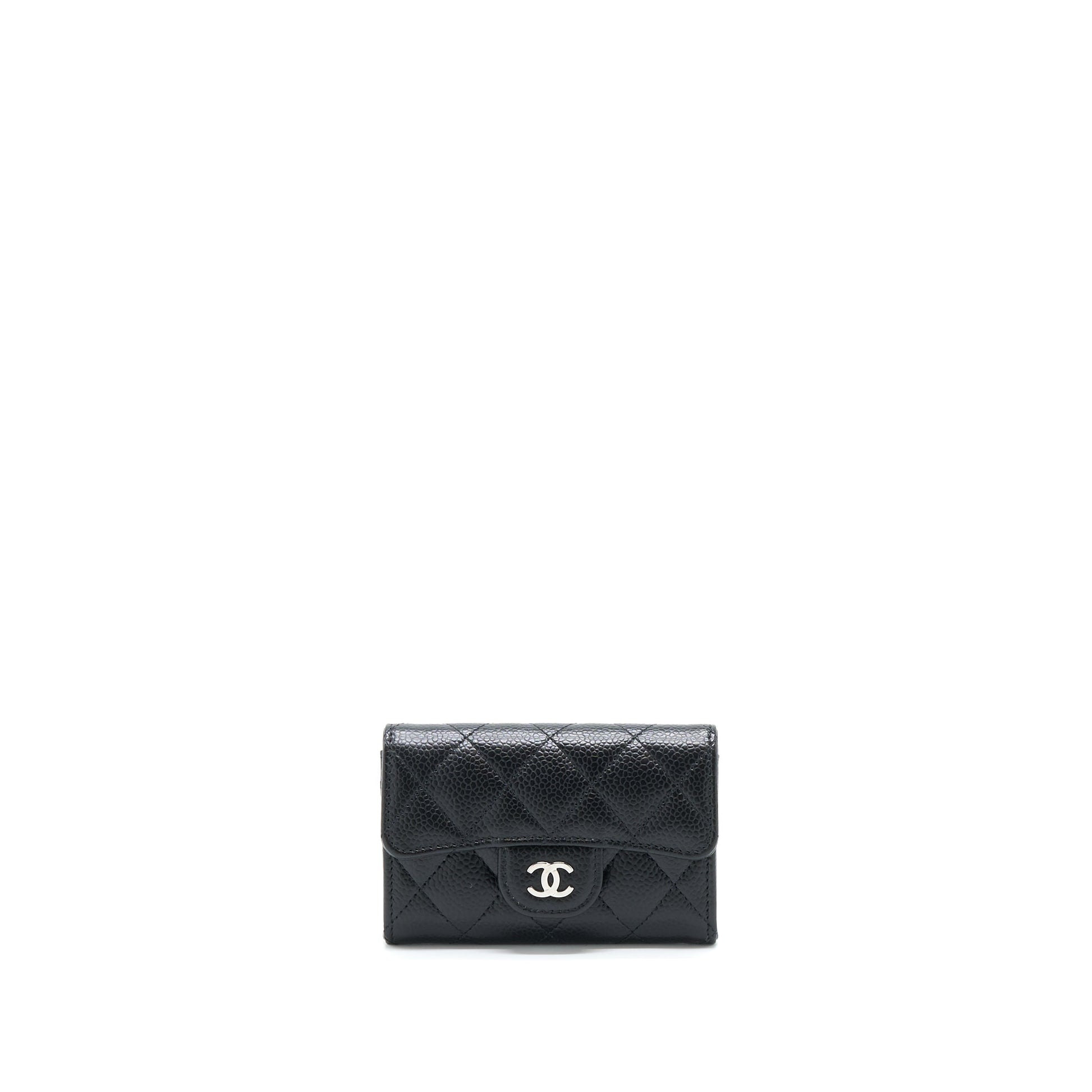 Chanel Classic Flap Card Holder Caviar SHW Black Wallet Case Shw 3