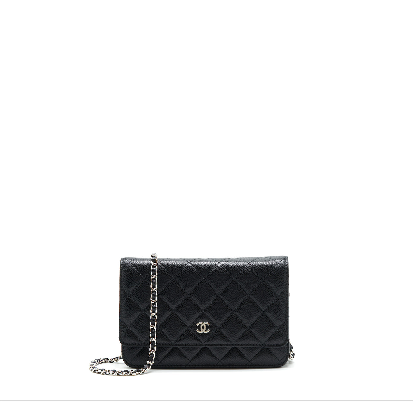 Chanel Classic On Caviar SHW Black Wallet Case