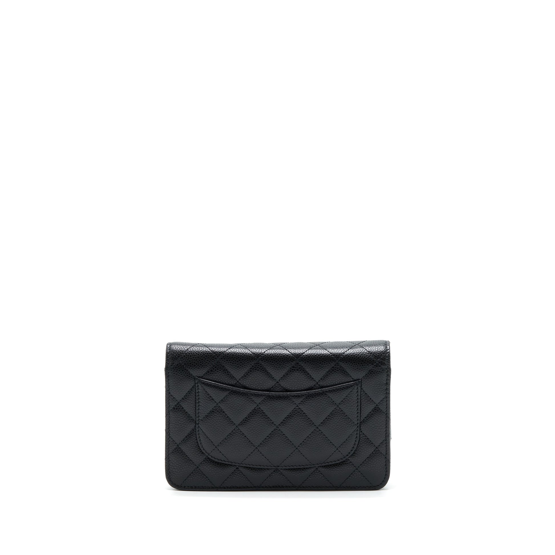 Chanel Classic On Caviar SHW Black Wallet Case