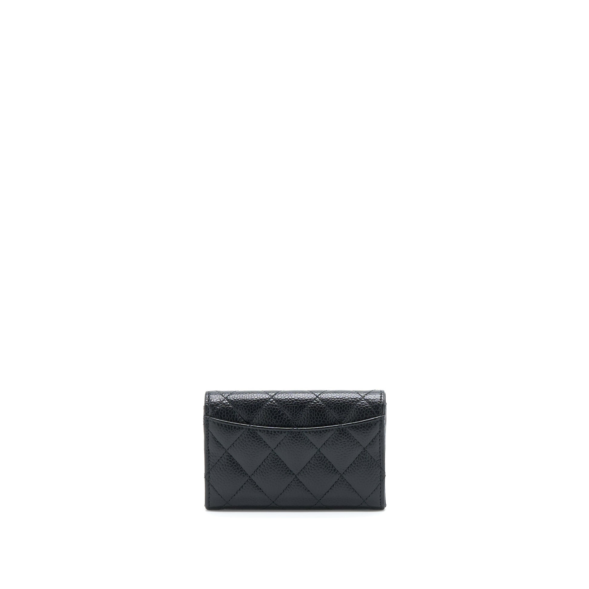 Chanel Classic Flap Card Holder Caviar SHW Black Wallet Case Shw 3