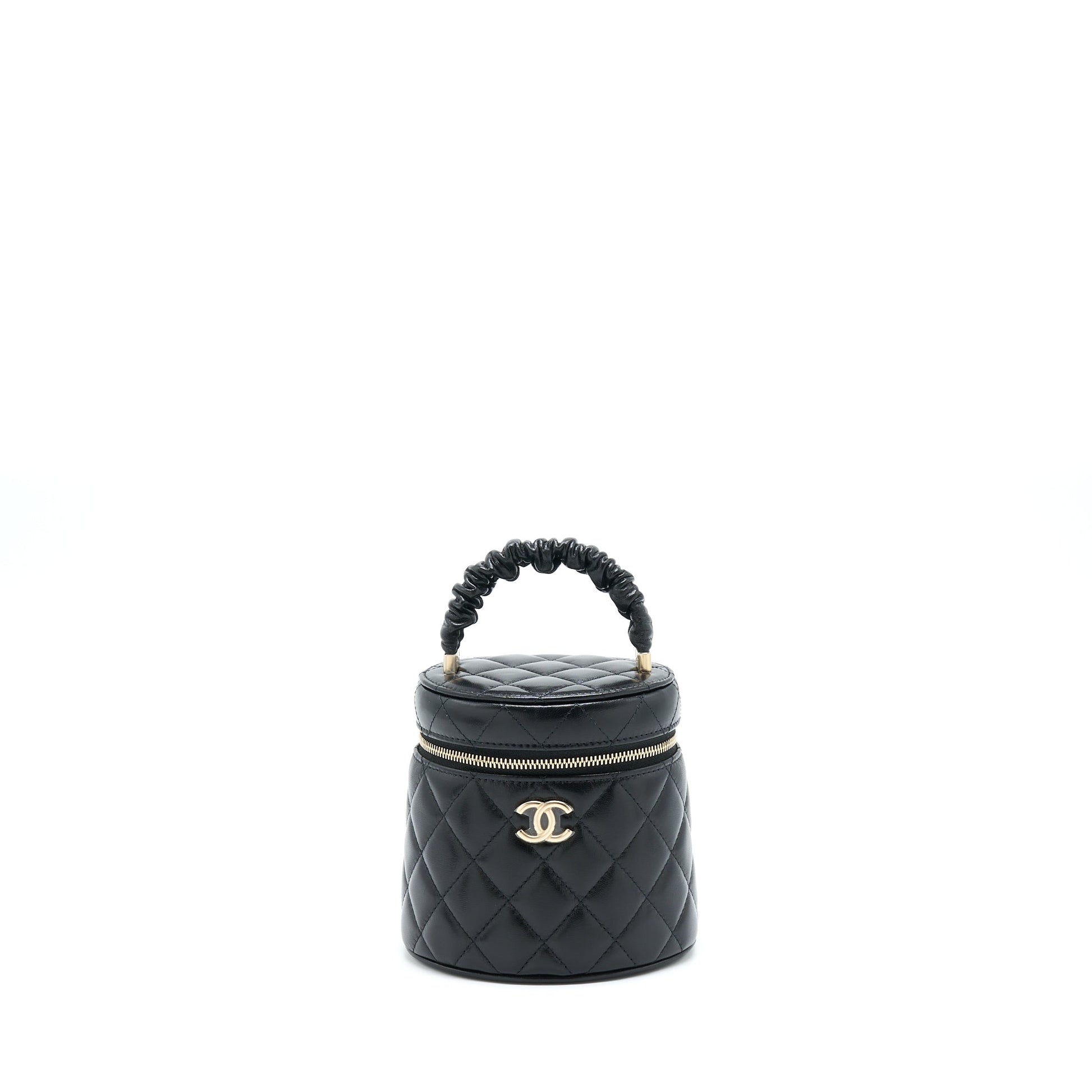 Chanel 22S Top Handle Vanity Lambskin LGHW Black Handbag