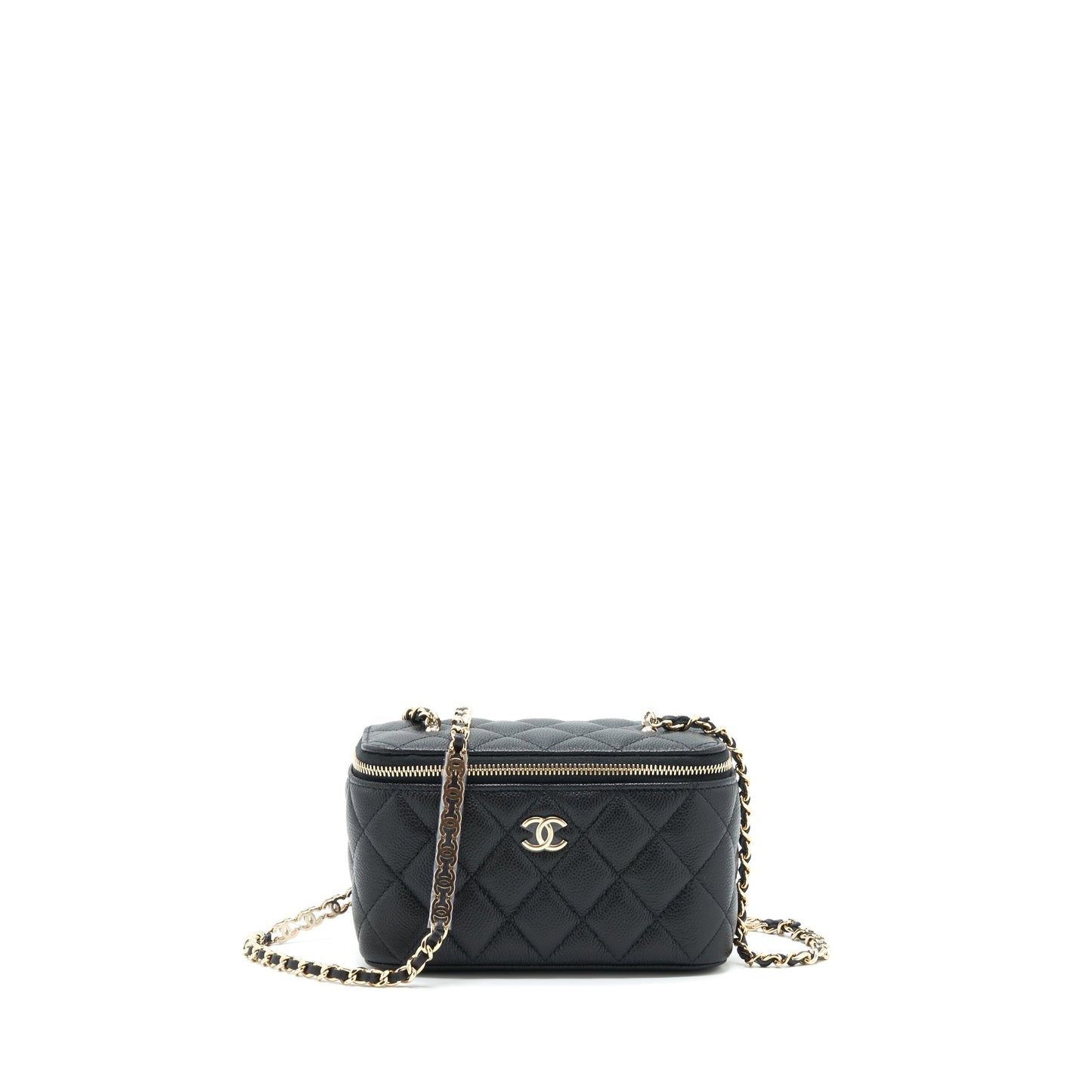 Chanel 22P Long Vanity Logo On Caviar Black Handbag
