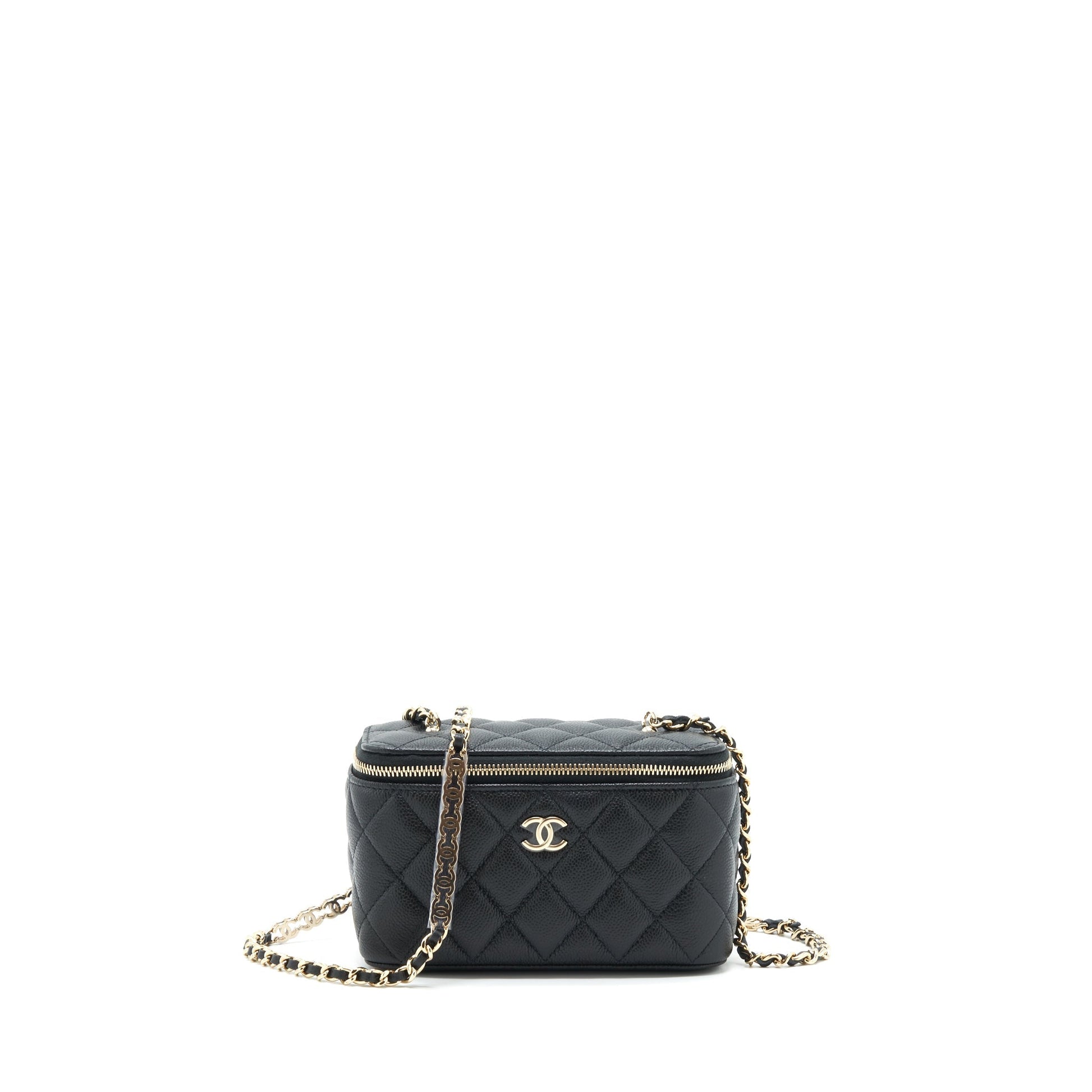 Chanel 22P Long Vanity Logo On Caviar Black Handbag