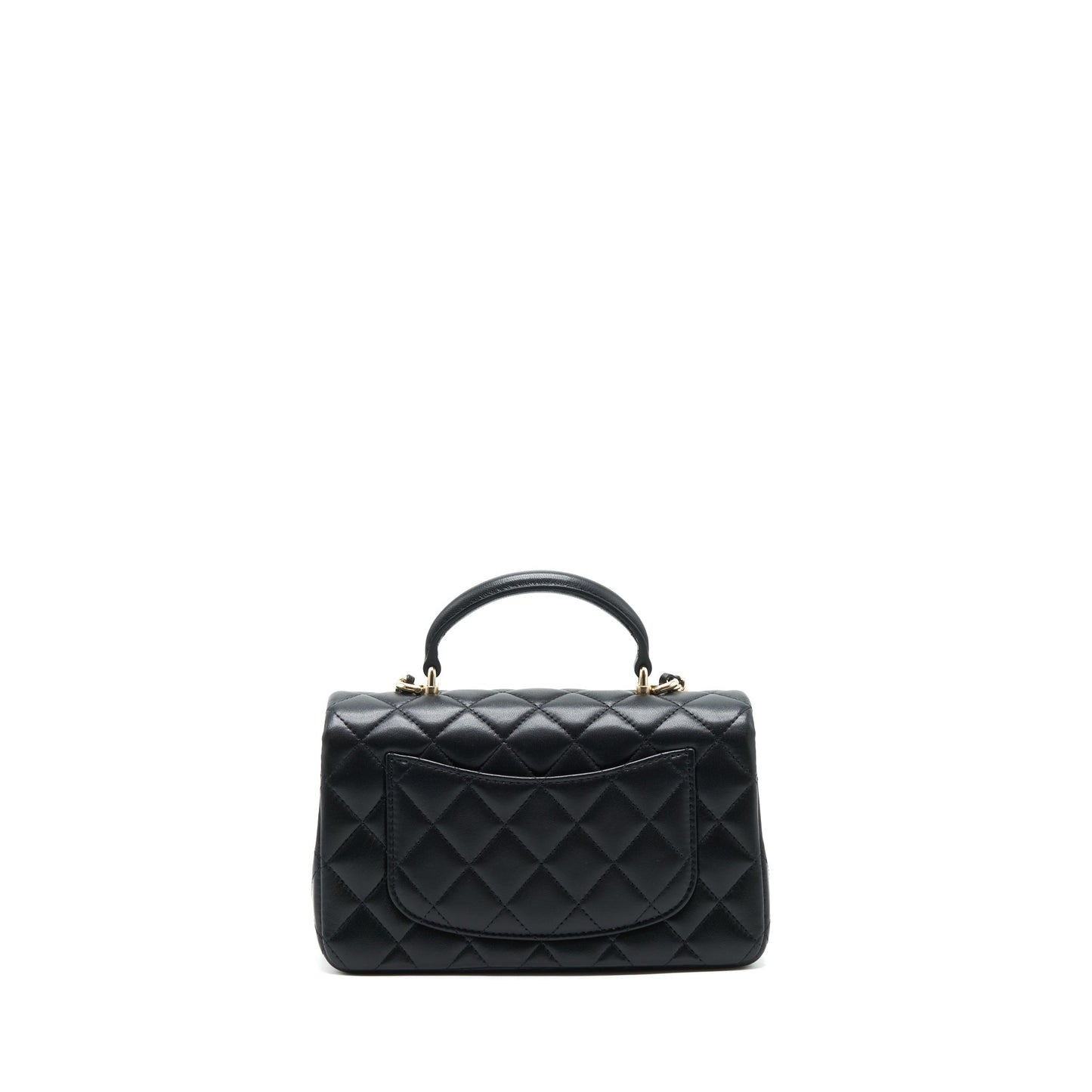 Chanel 22P Top Handle Rectangular Flap Lambskin Black Shoulder Bag