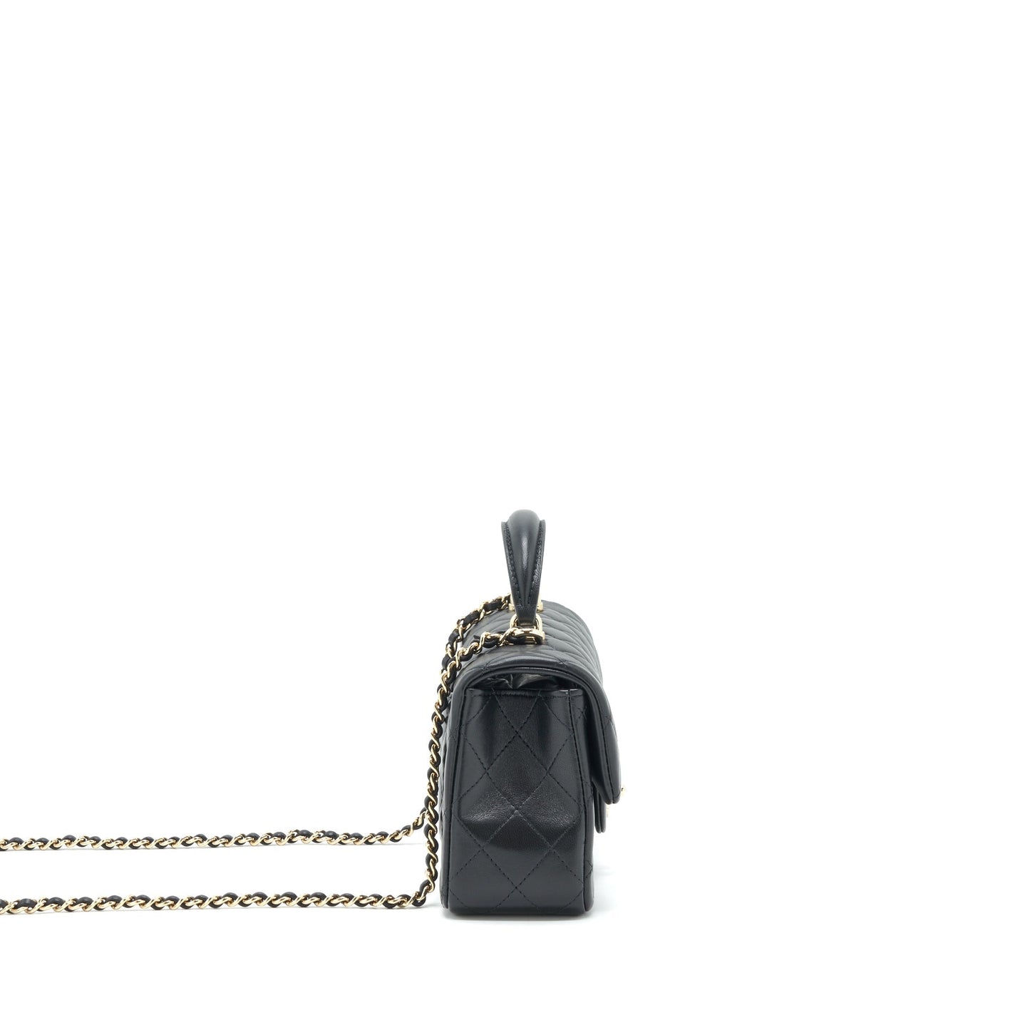 Chanel 22P Top Handle Rectangular Flap Lambskin Black Shoulder Bag