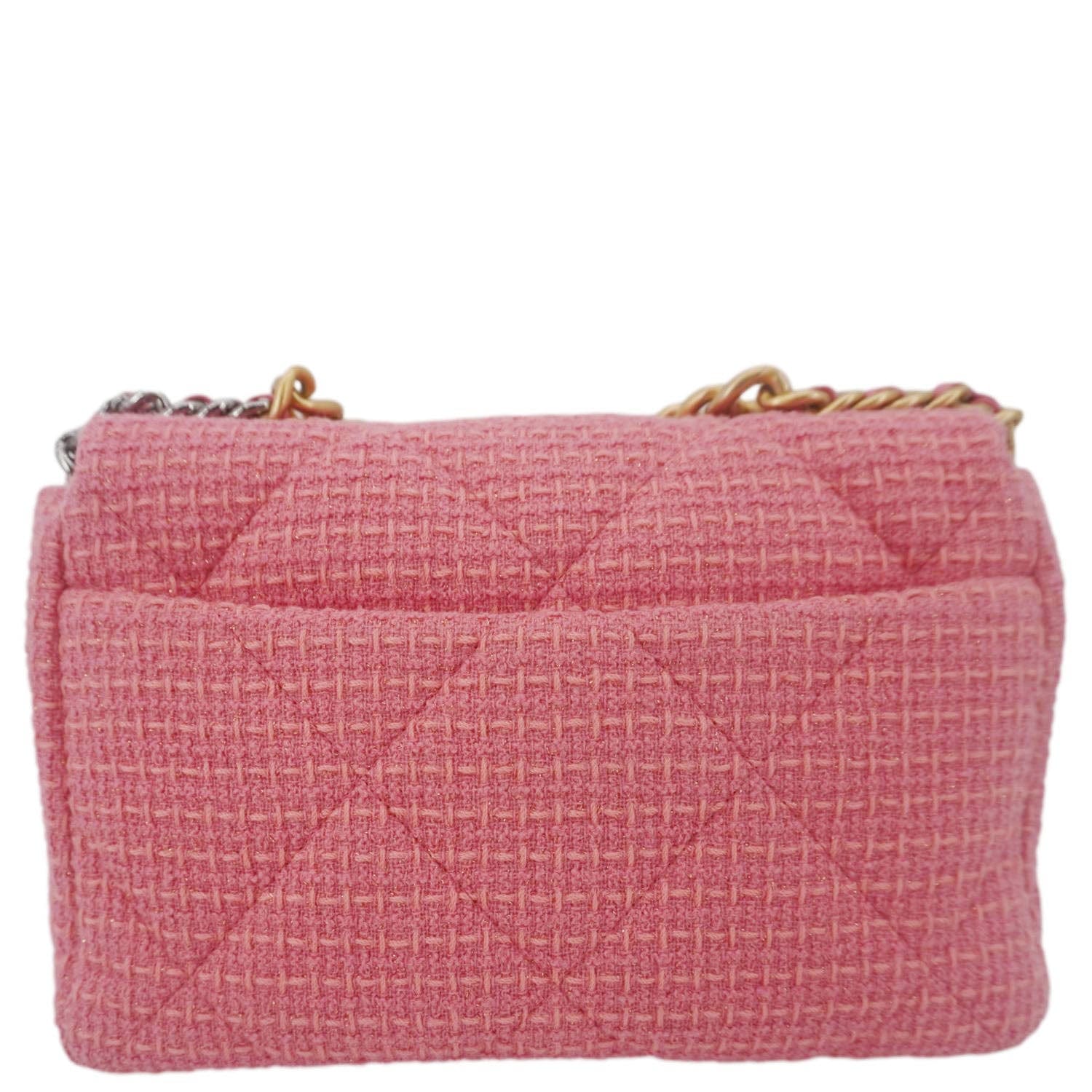 Chanel 19 Flap Quilted Tweed Rose Pink Travel Bag