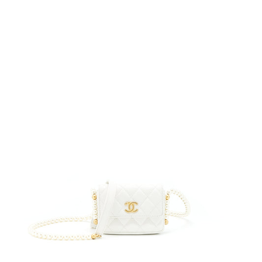 Chanel Pearl Crush Lambskin GHW White Crossbody Bag