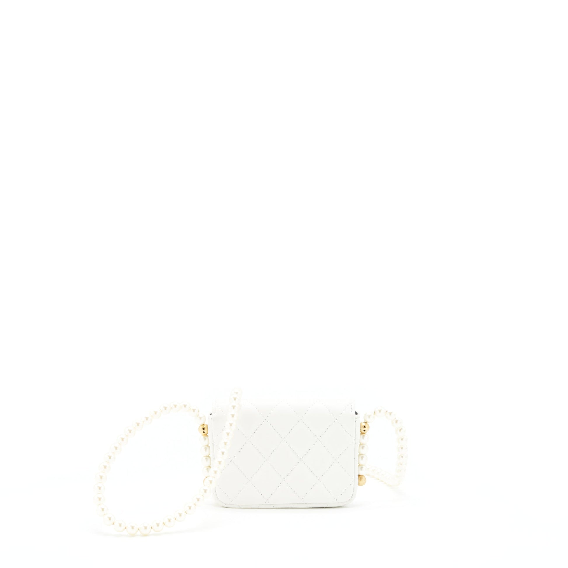 Chanel Pearl Crush Lambskin GHW White Crossbody Bag