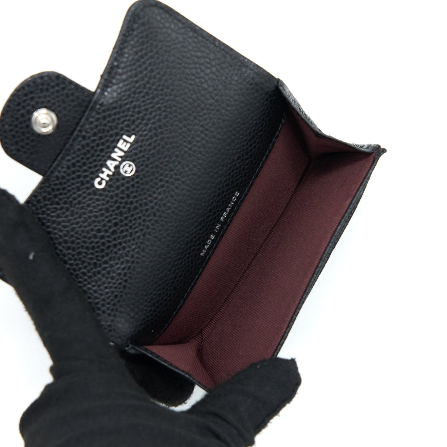Chanel Classic Quilted Flap Card Holder Caviar Black Wallet Case