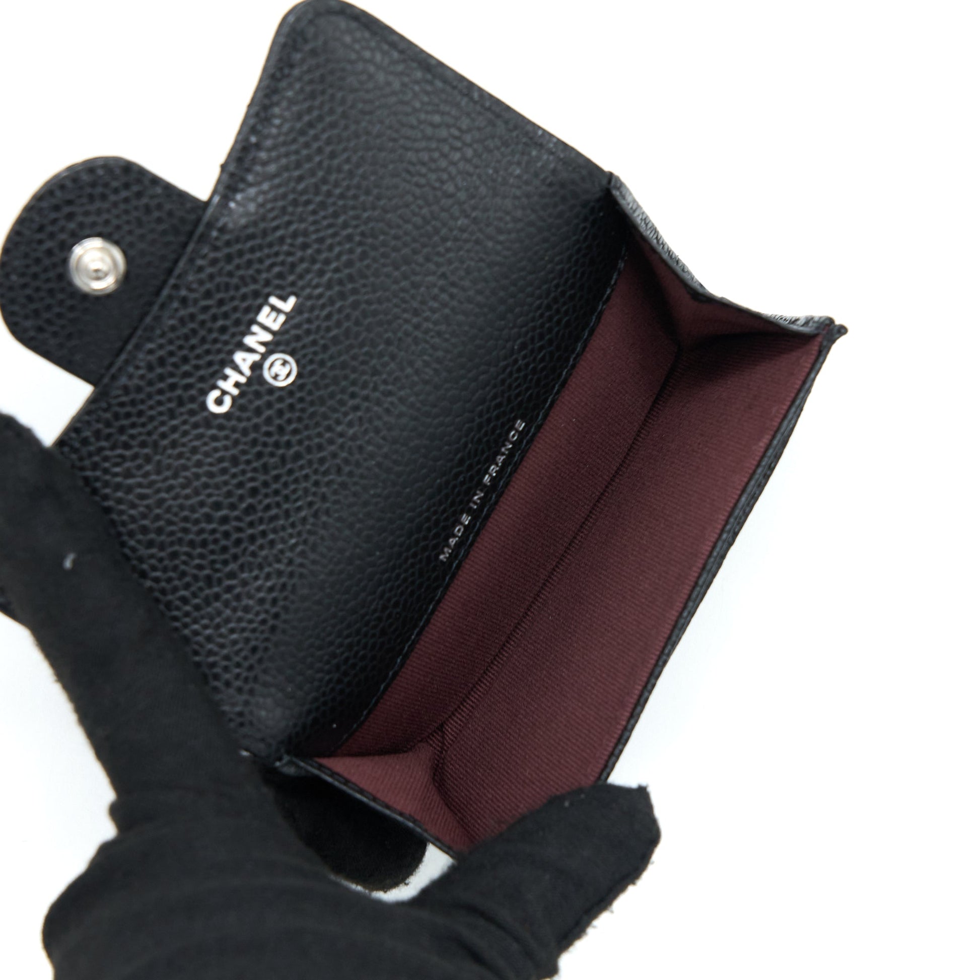 Chanel Classic Quilted Flap Card Holder Caviar Black Wallet Case