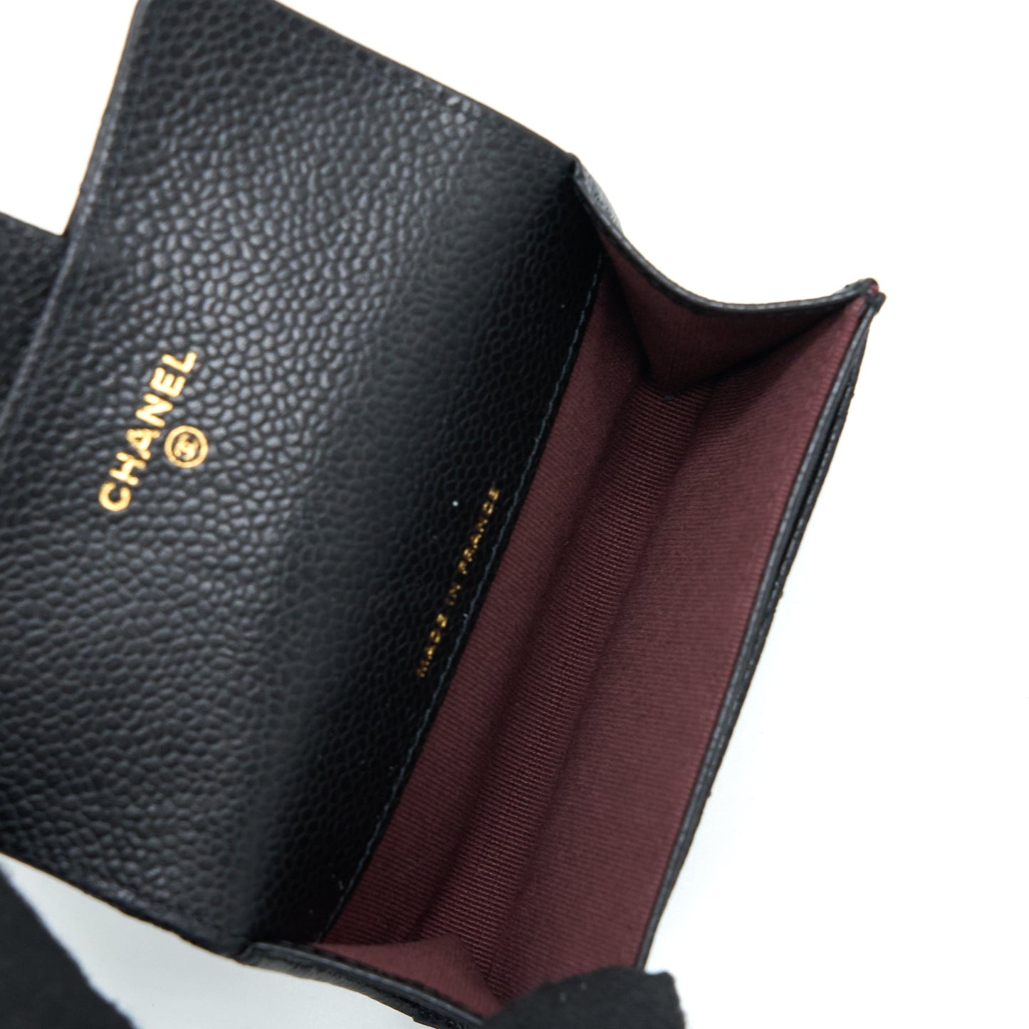 Chanel Classic Quilted Flap Card Holder Caviar Black Wallet Case Ghw Microchip