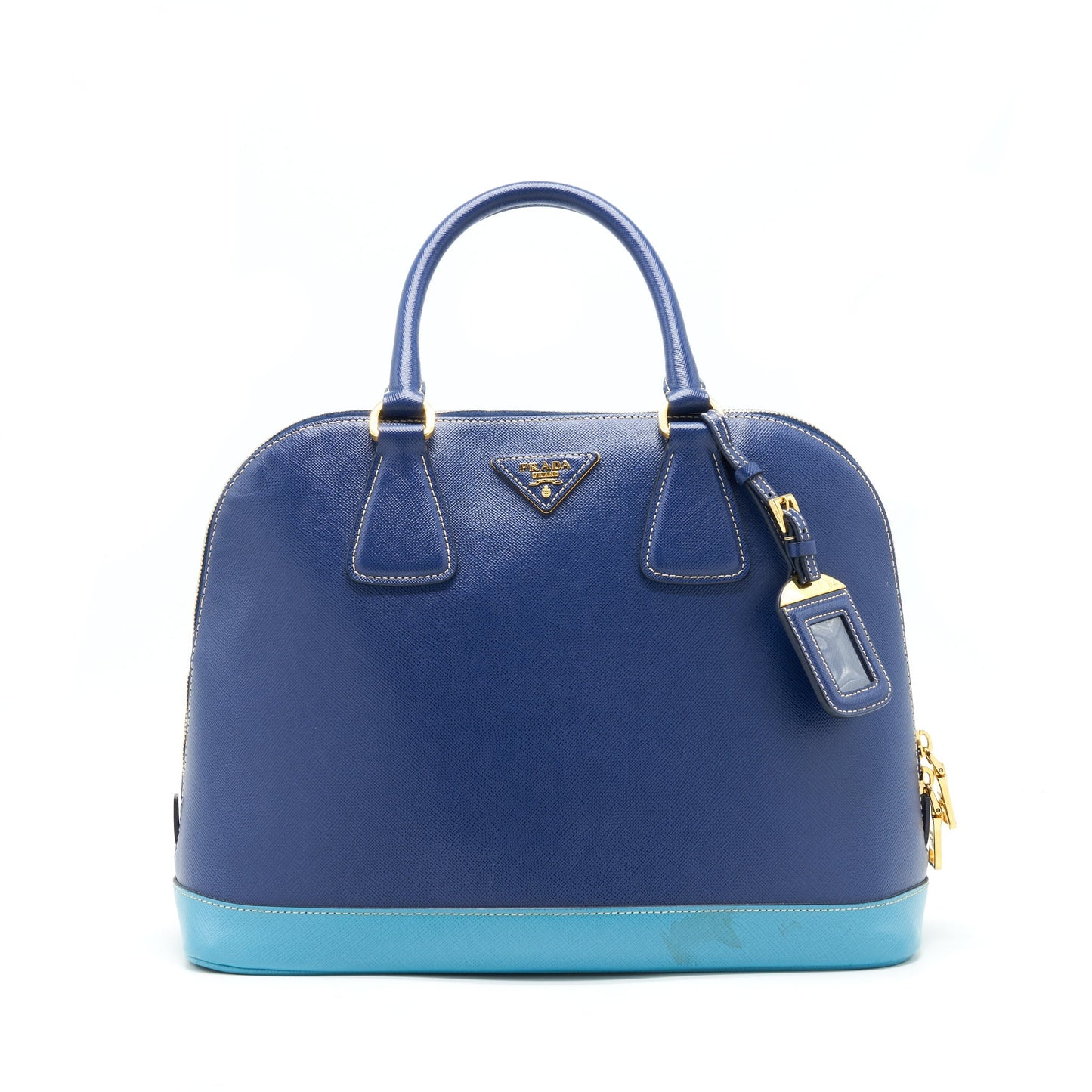 Prada Saffiano Lux Bi Colour Promenade Done Tote Blue Tote Bag