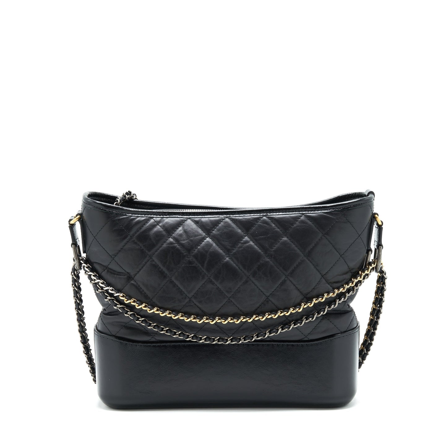 Chanel Hobo Gabrielle Sliver Hardware Black Gold Shoulder Bag