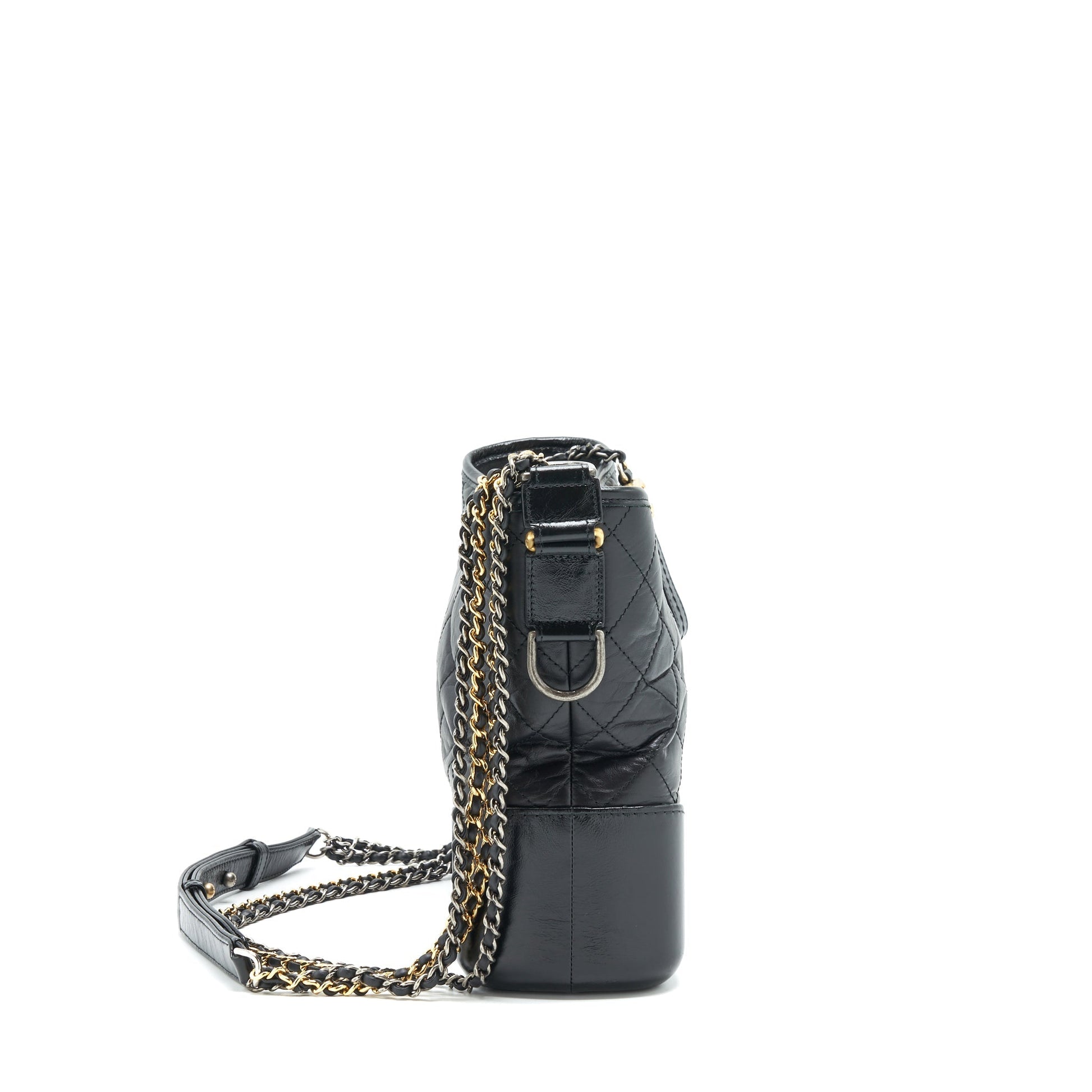 Chanel Hobo Gabrielle Sliver Hardware Black Gold Shoulder Bag