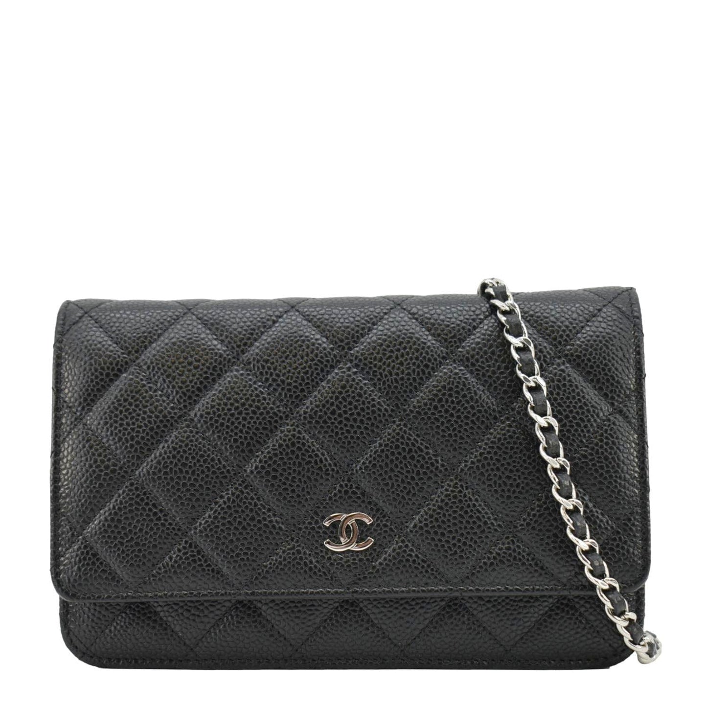 Chanel On Quilted Caviar Leather Black Wallet Case
