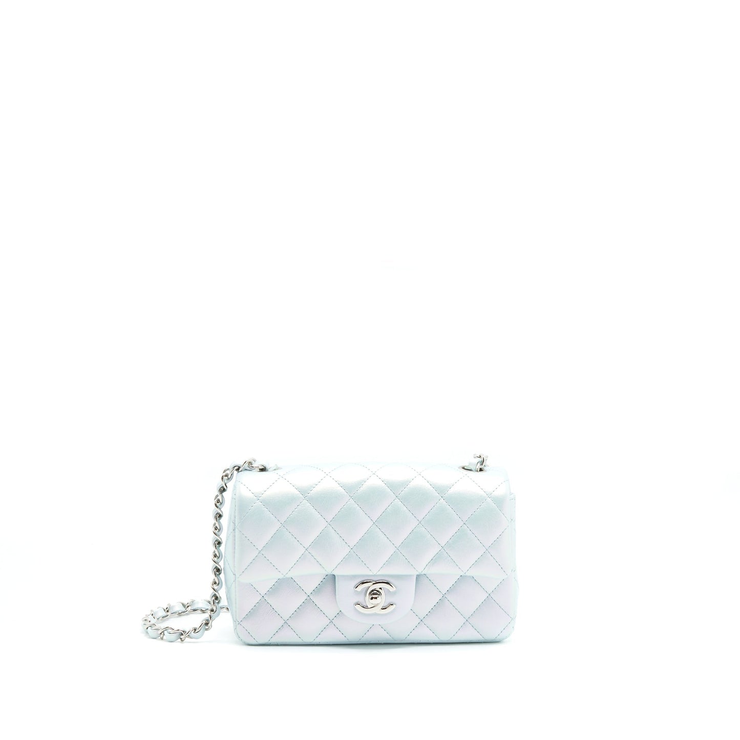 Chanel 21K Iridescent Baby Rectangular SHW Blue Mini Bag