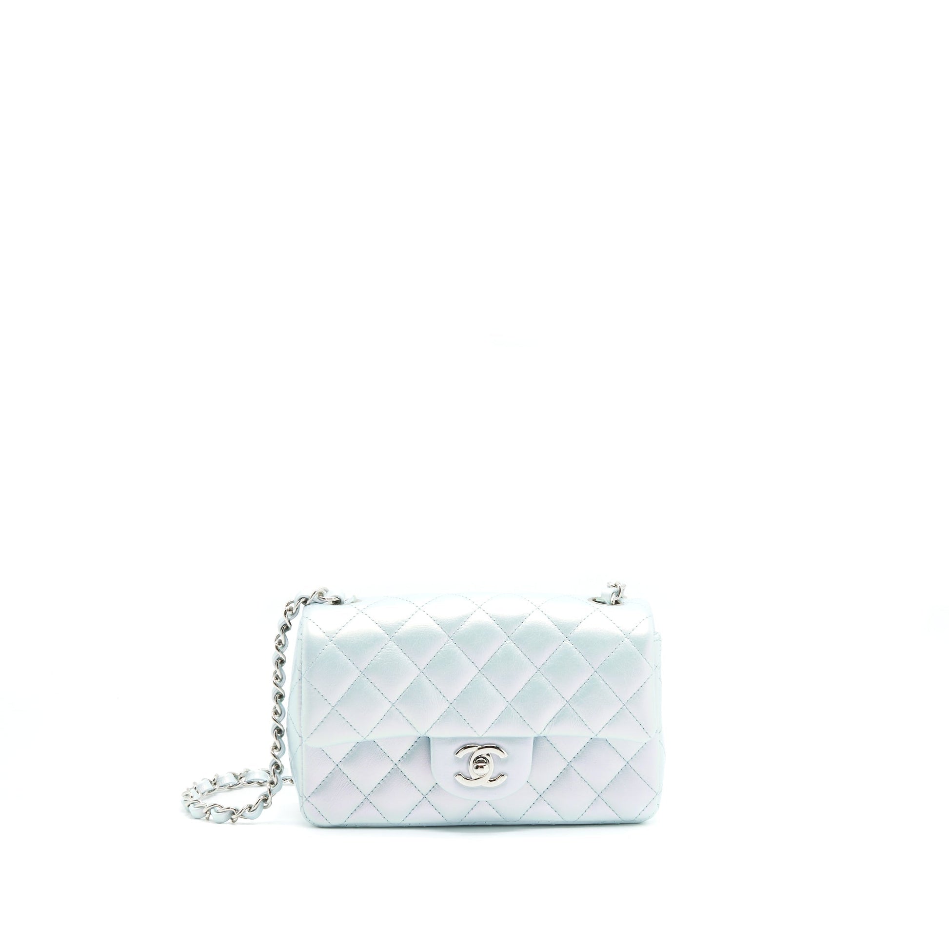 Chanel 21K Iridescent Baby Rectangular SHW Blue Mini Bag