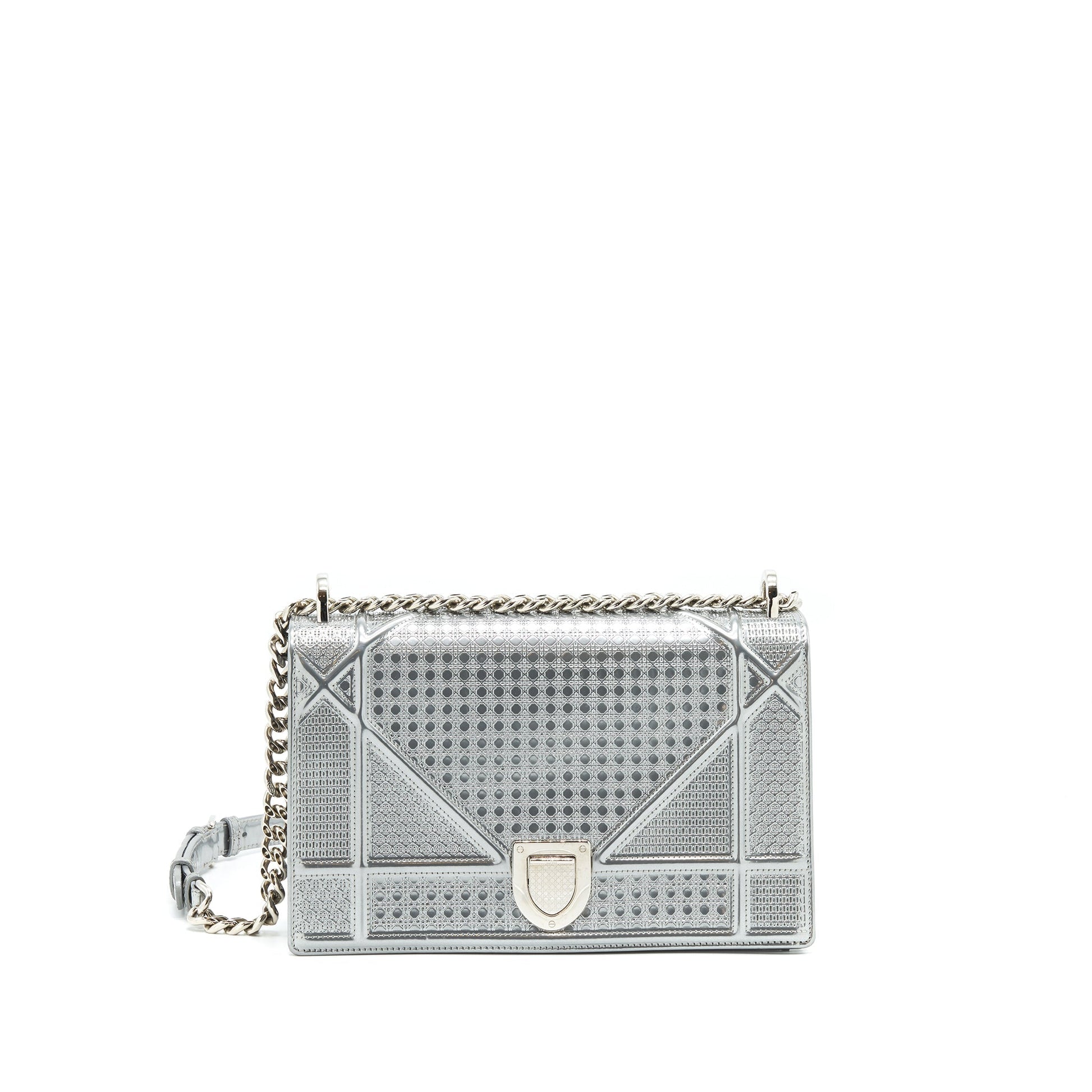 Dior ama Metallic Handbag Silver Medium Travel Bag