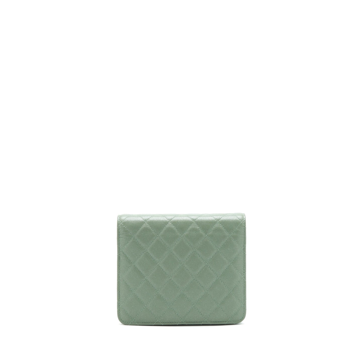 Chanel On Square Caviar GHW Green Wallet Case