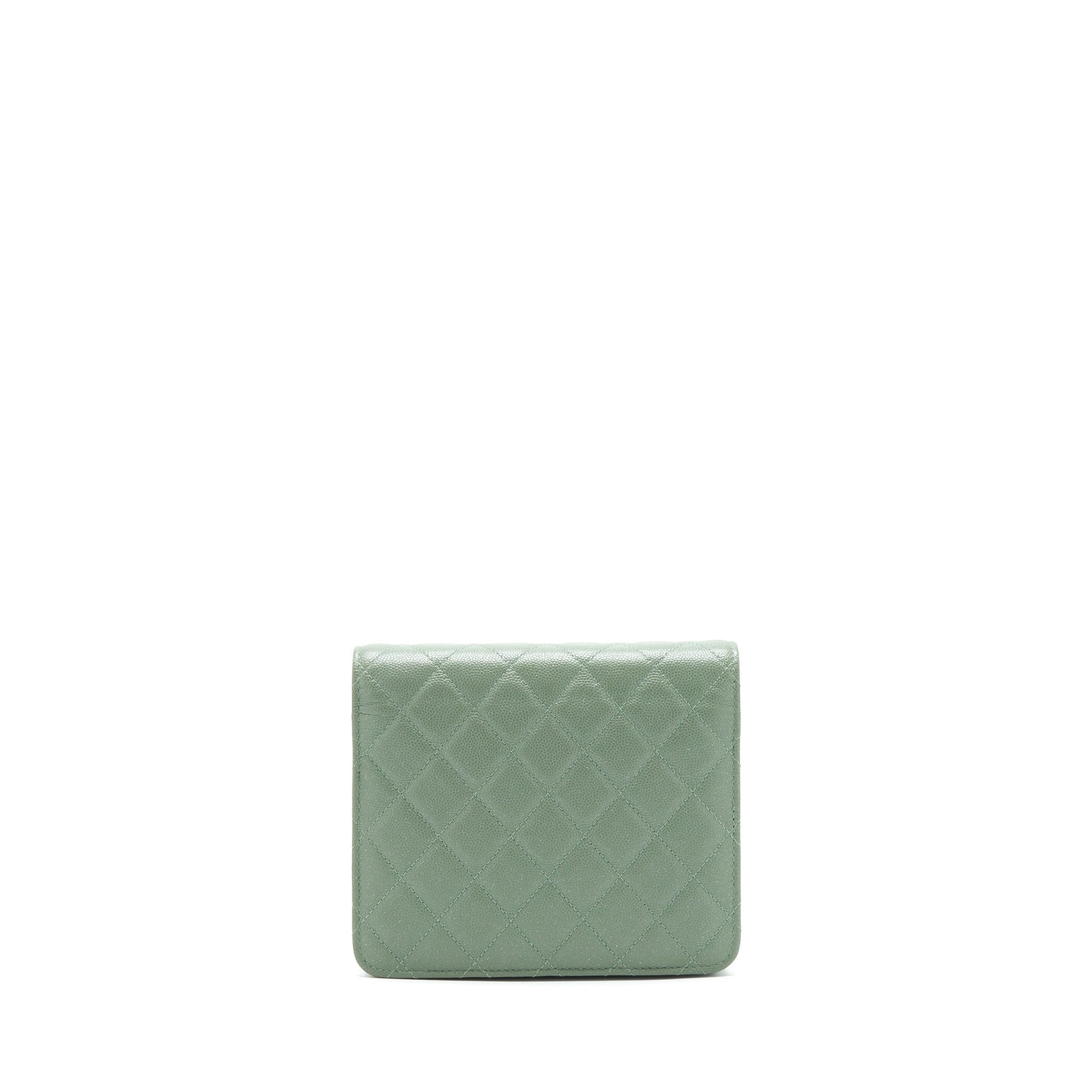 Chanel On Square Caviar GHW Green Wallet Case