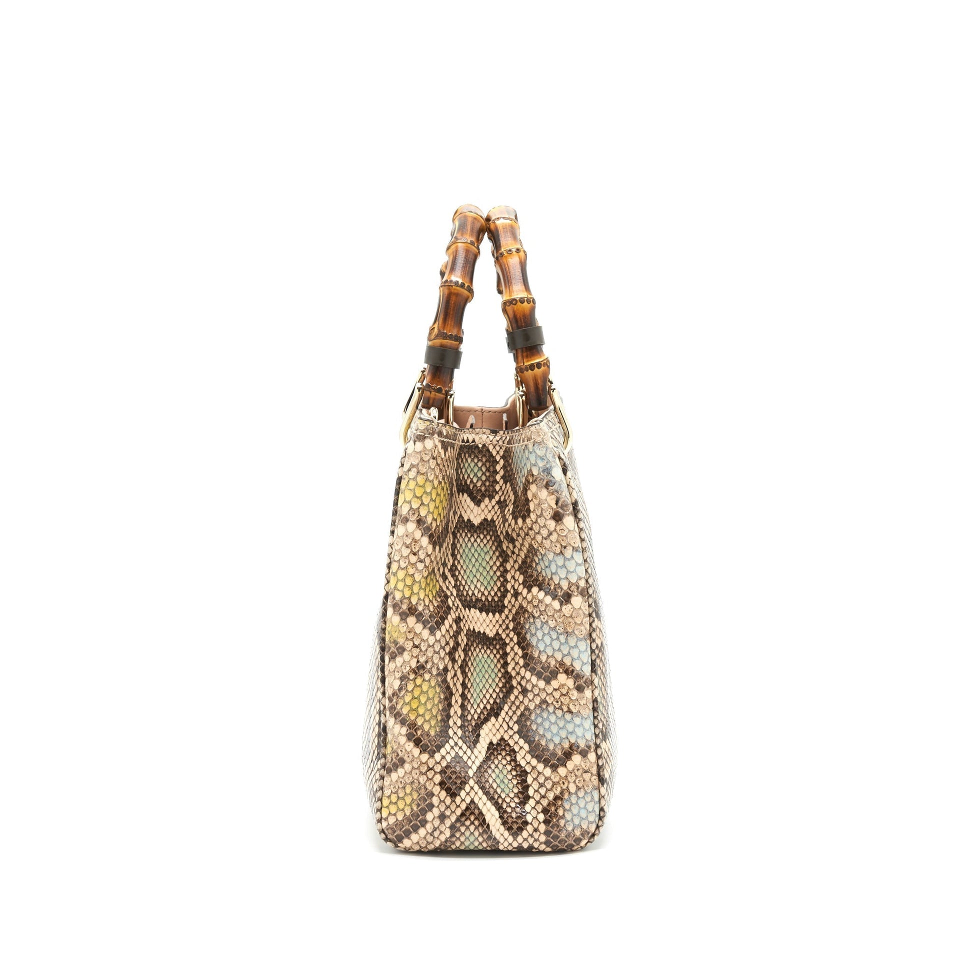 Gucci Python Bamboo Handle Diana Tote Bag Leather