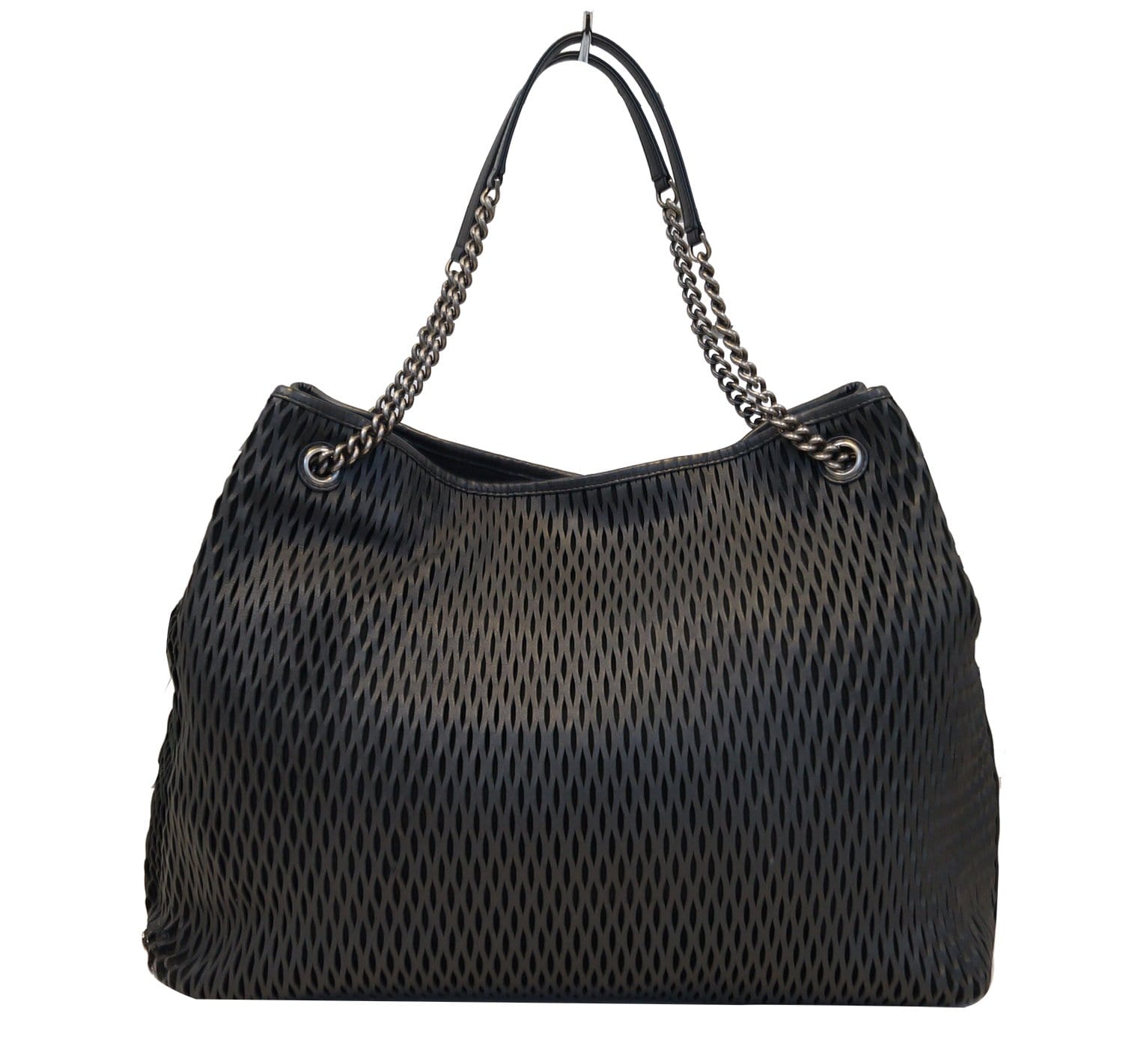 Chanel Laser Cut Perforated Cc Tote Black Tote Bag
