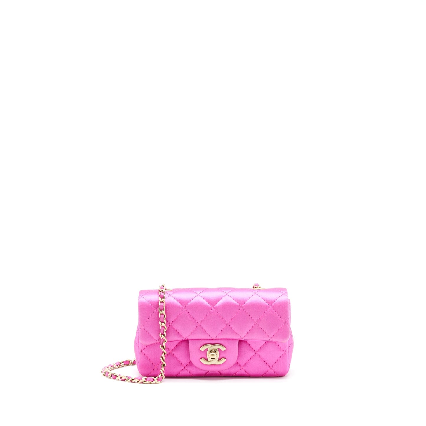 Chanel extra Rectangular flap Silk GHW Pink Shoulder Bag