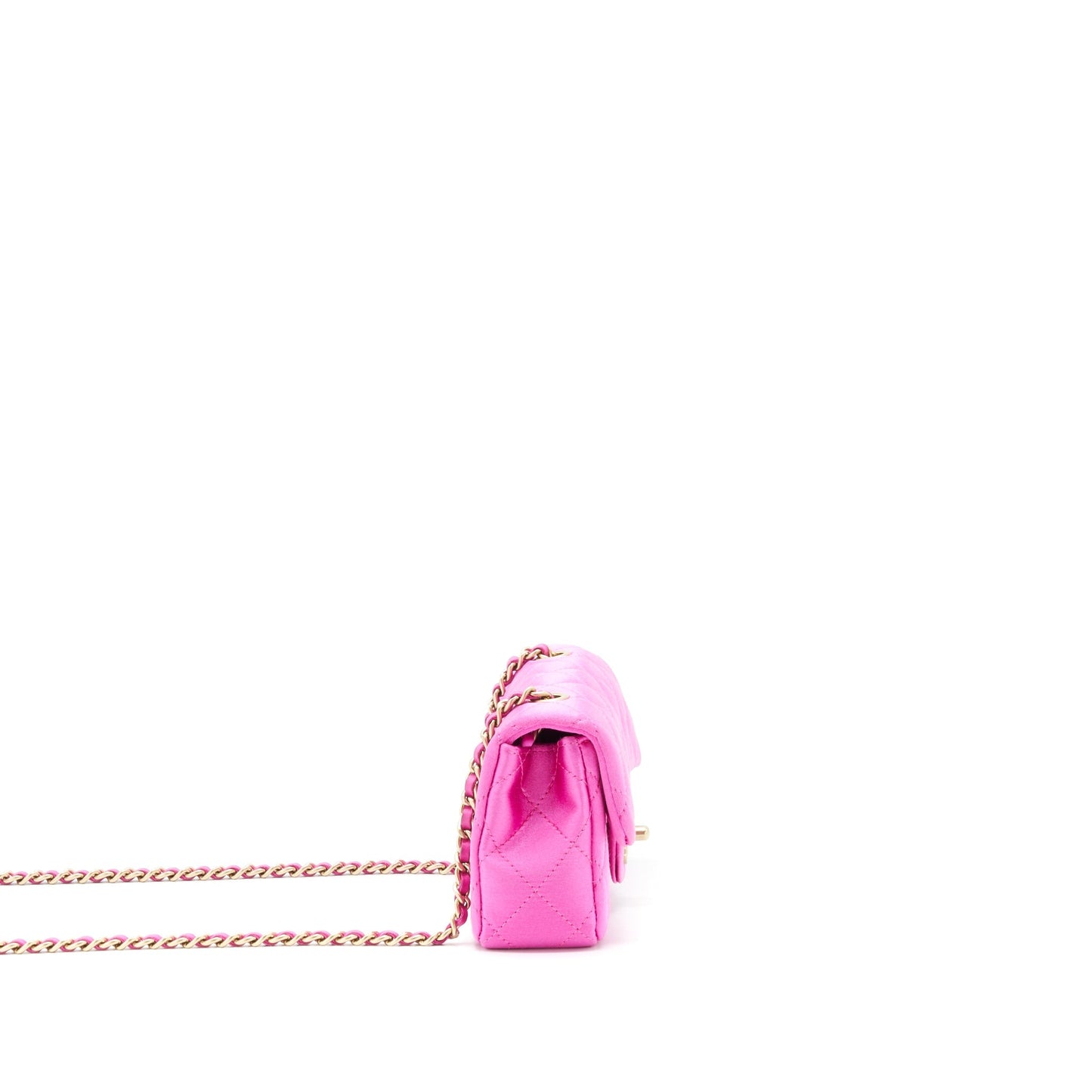 Chanel extra Rectangular flap Silk GHW Pink Shoulder Bag