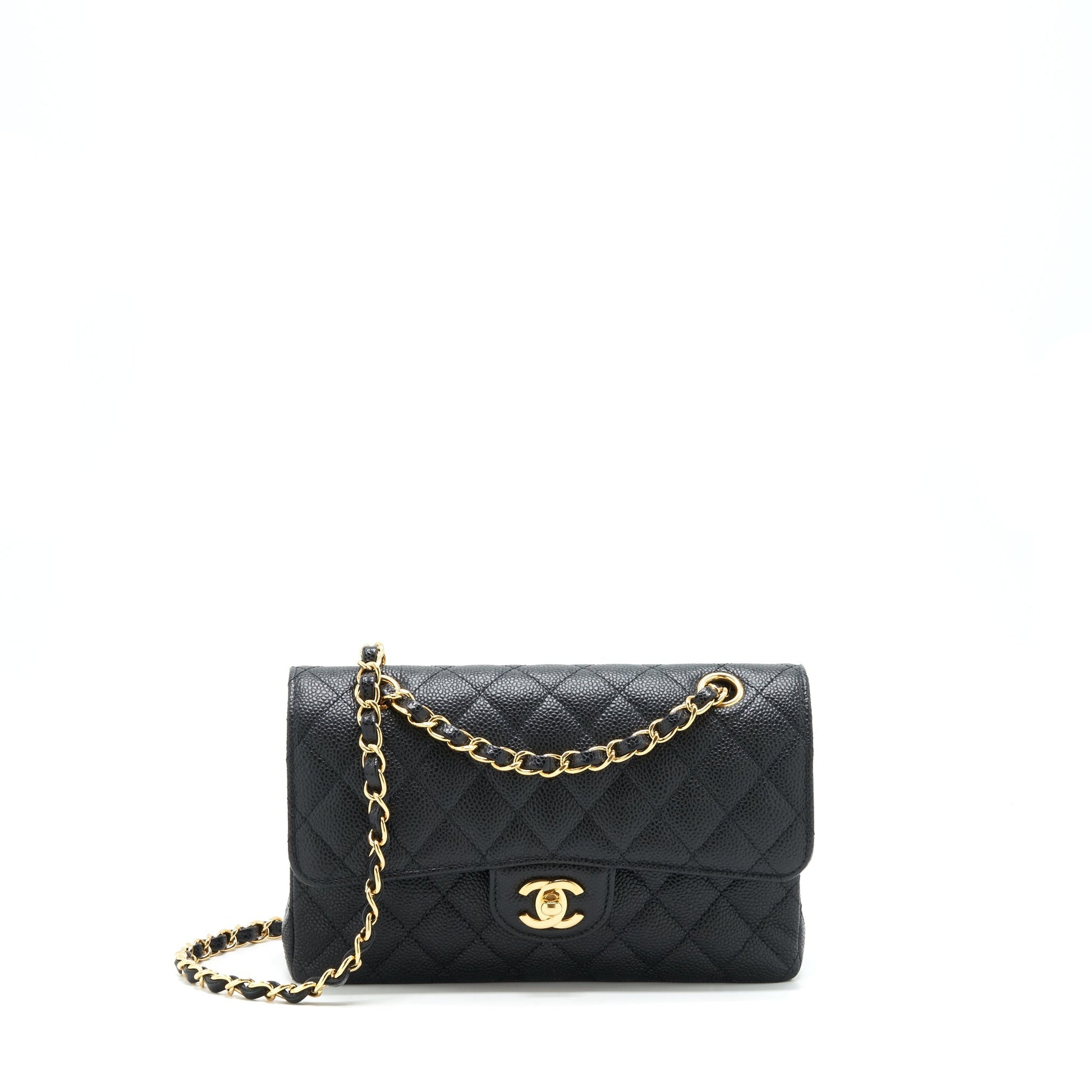 Chanel Classic Double Flap Caviar GHW Black Small Handbag