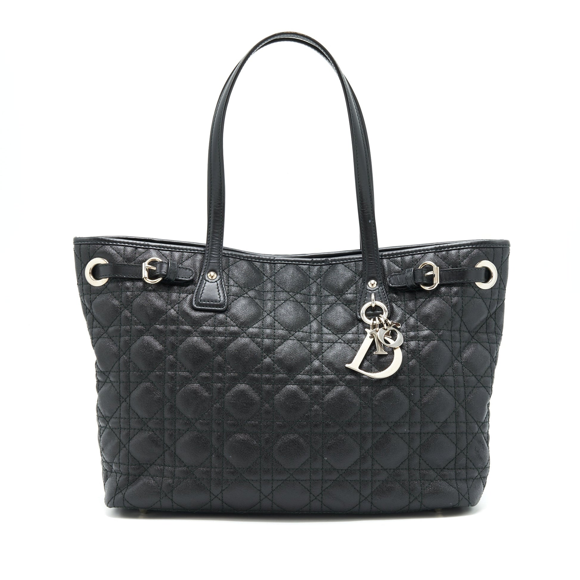 Dior Lady Tote Purse Handbag Canvas Black Tote Bag