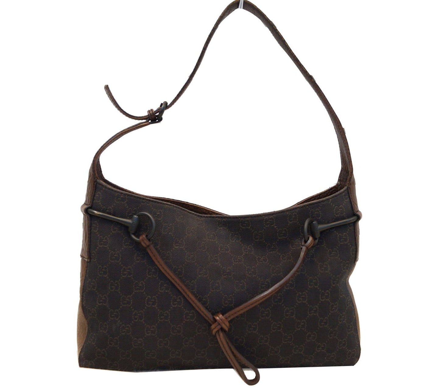 Gucci Pattern Horsebit Dark Shoulder Bag Brown