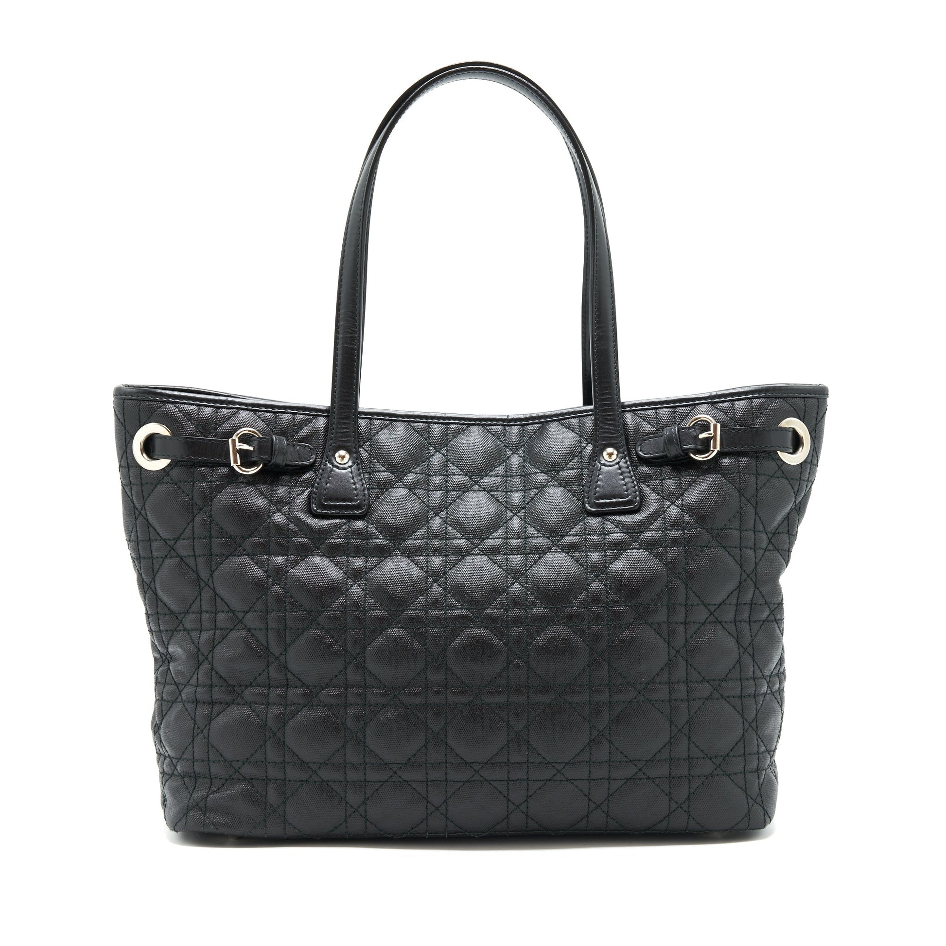 Dior Lady Tote Purse Handbag Canvas Black Tote Bag