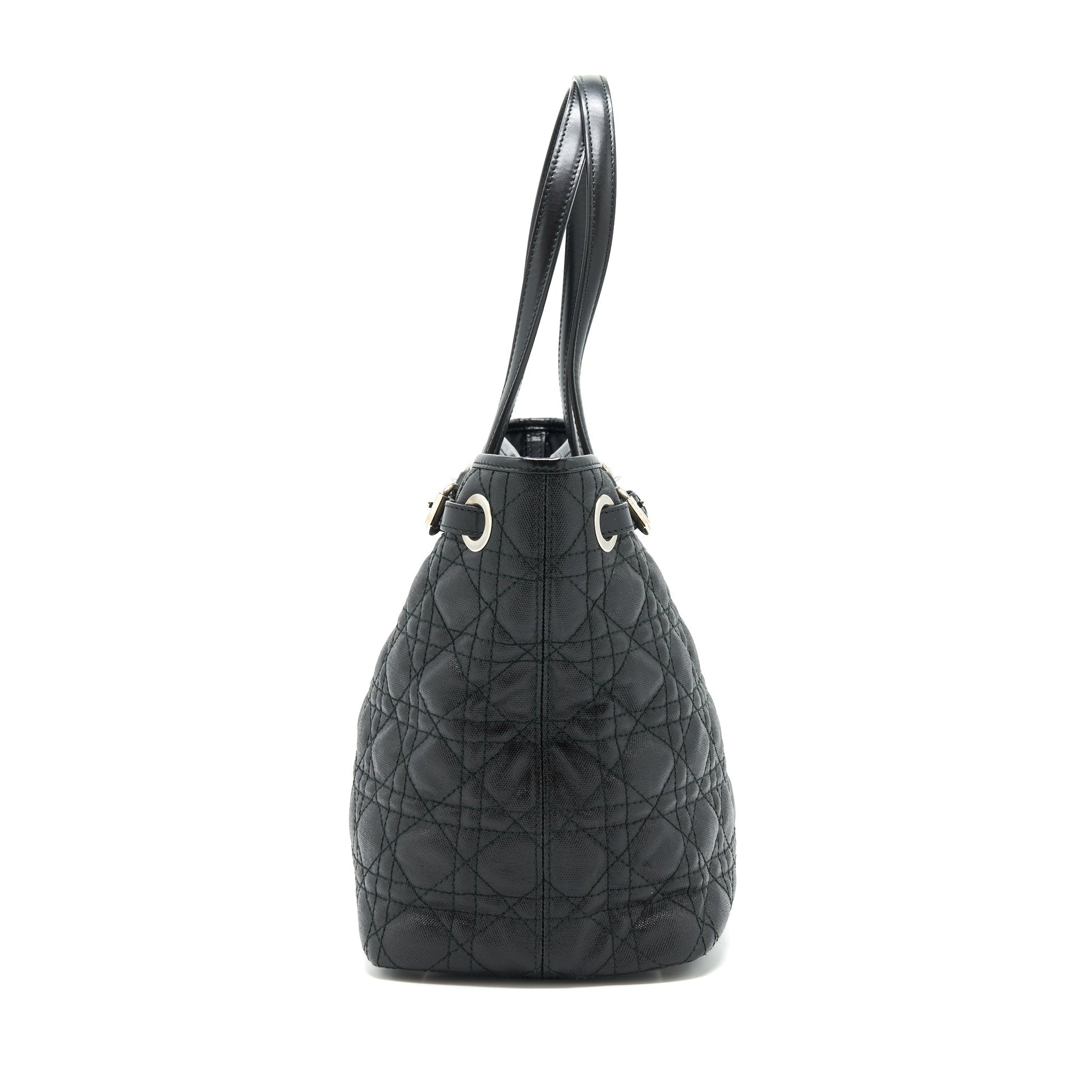 Dior Lady Tote Purse Handbag Canvas Black Tote Bag