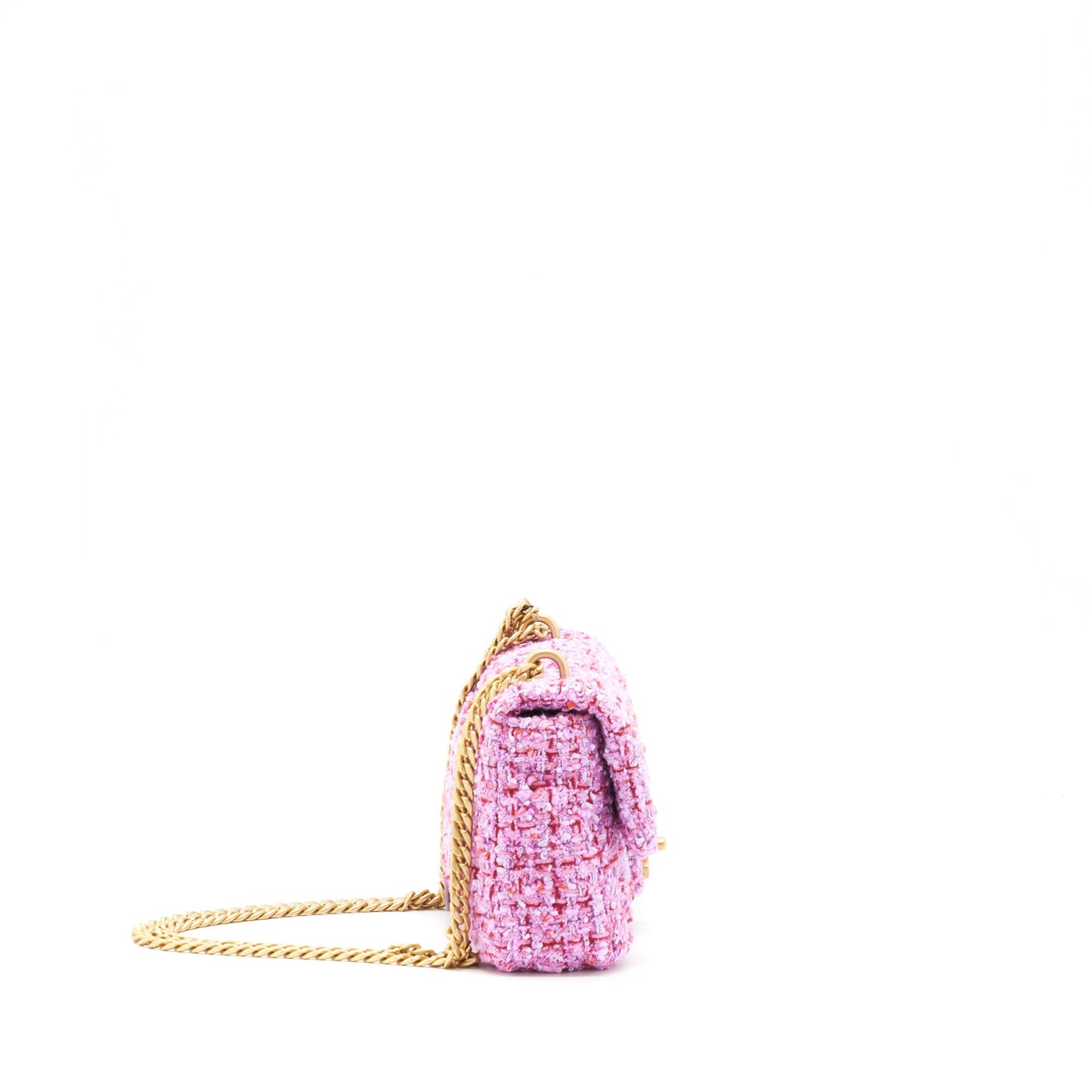 Chanel 22P Square Flap Tweed hardware Pink Shoulder Bag
