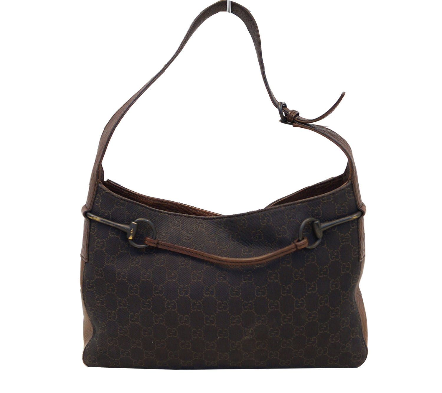 Gucci Pattern Horsebit Dark Shoulder Bag Brown