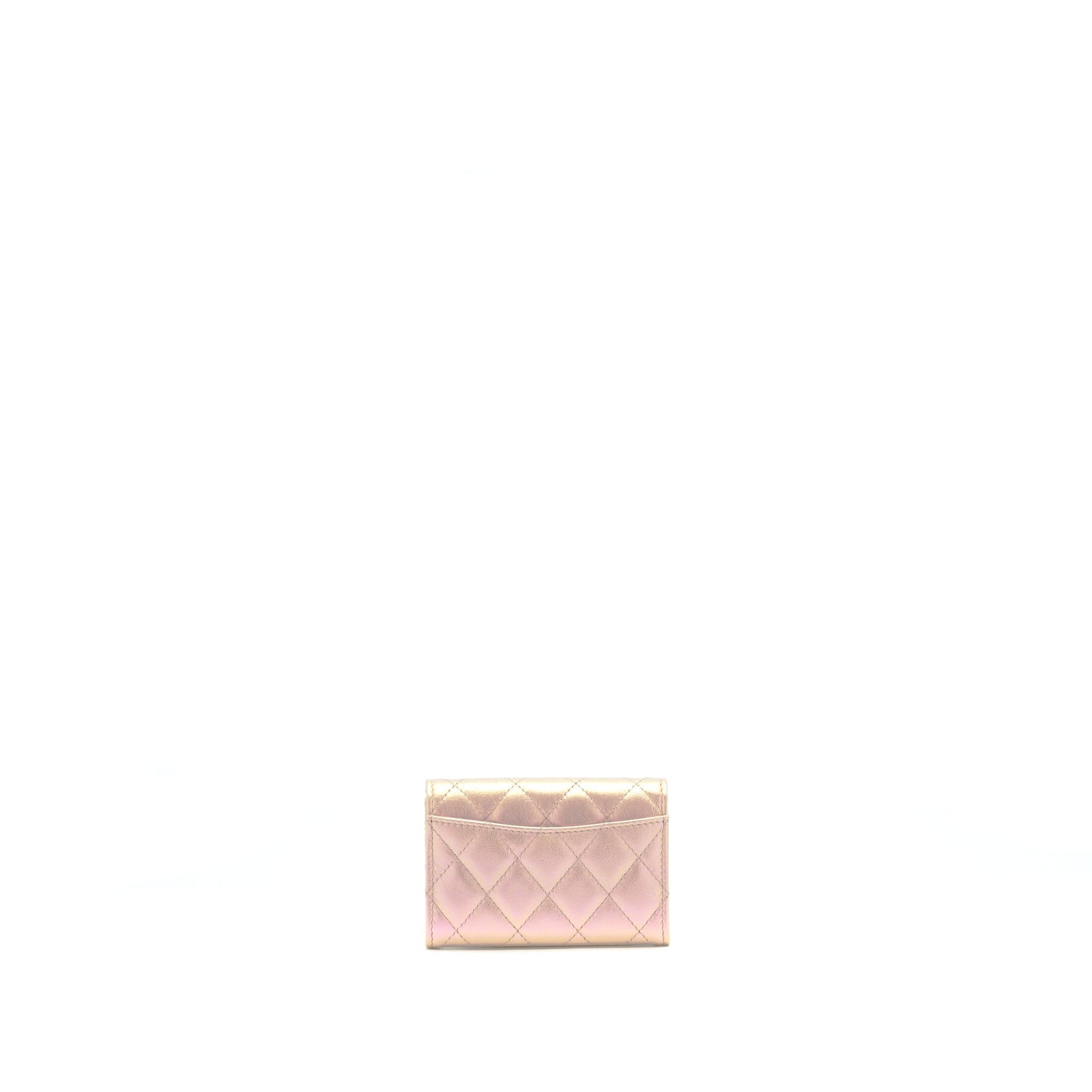 Chanel 21K Iridescent Flap Card Holder Pink Wallet Case