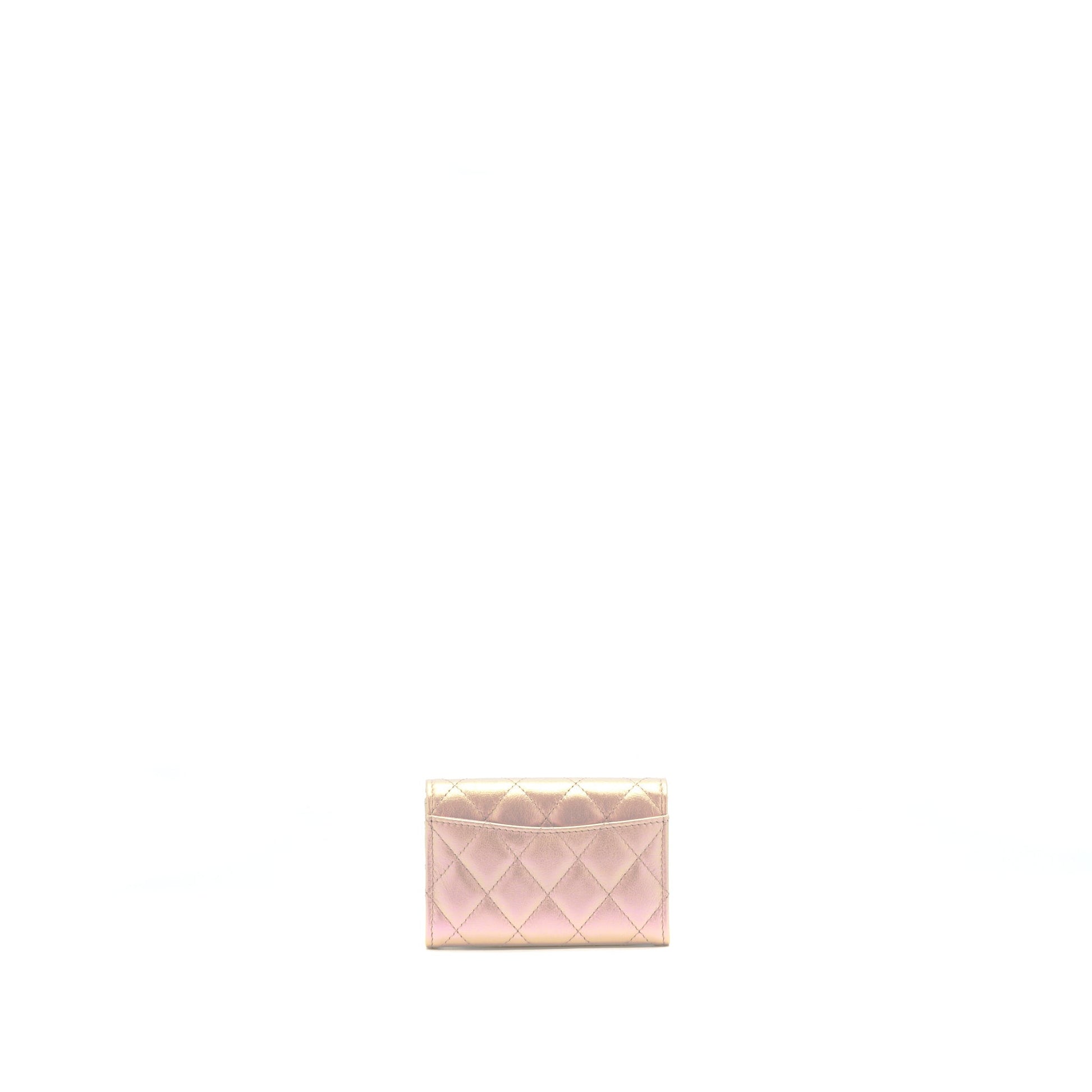 Chanel 21K Iridescent Flap Card Holder Pink Wallet Case