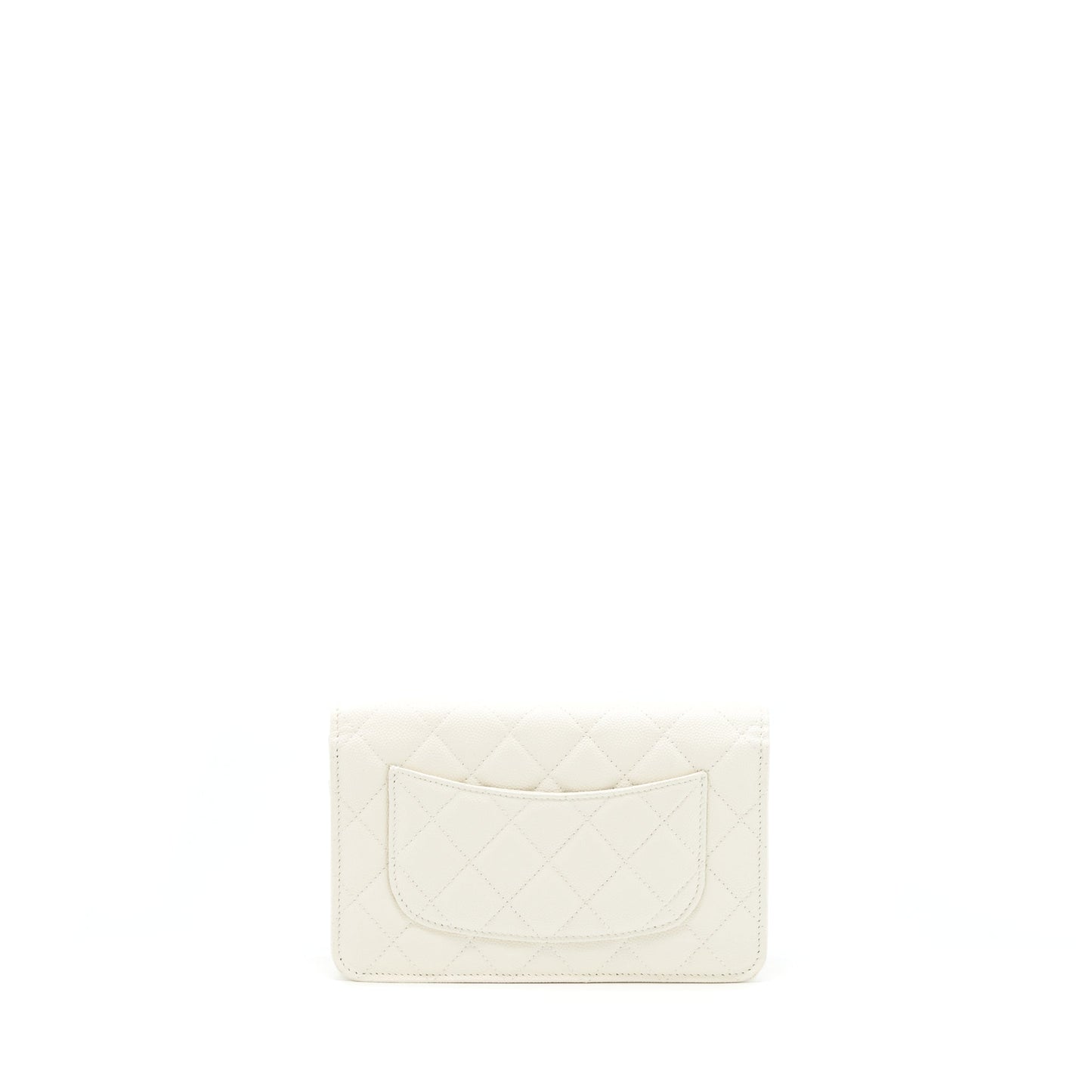 Chanel Classic On Caviar LGHW White Wallet Case