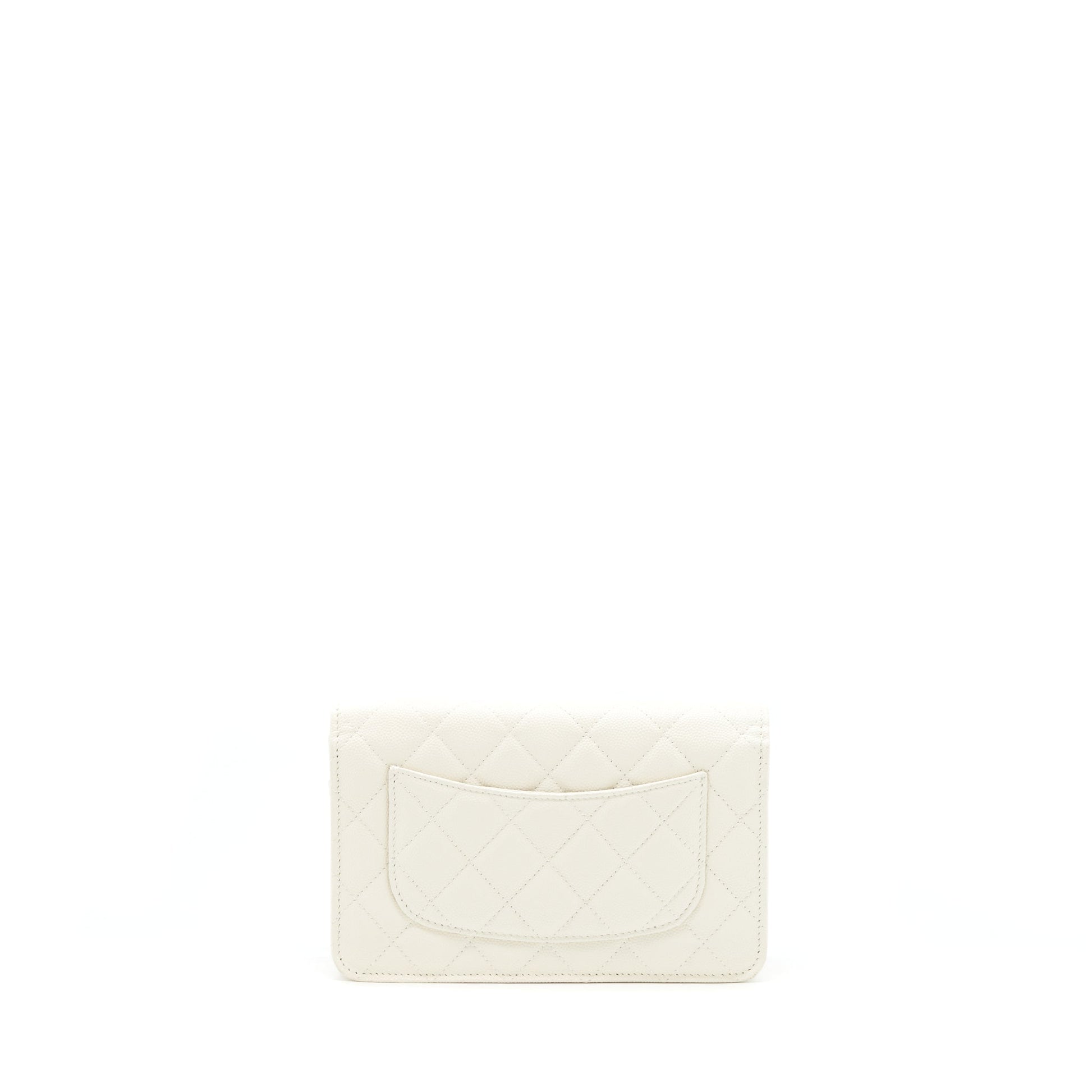 Chanel Classic On Caviar LGHW White Wallet Case