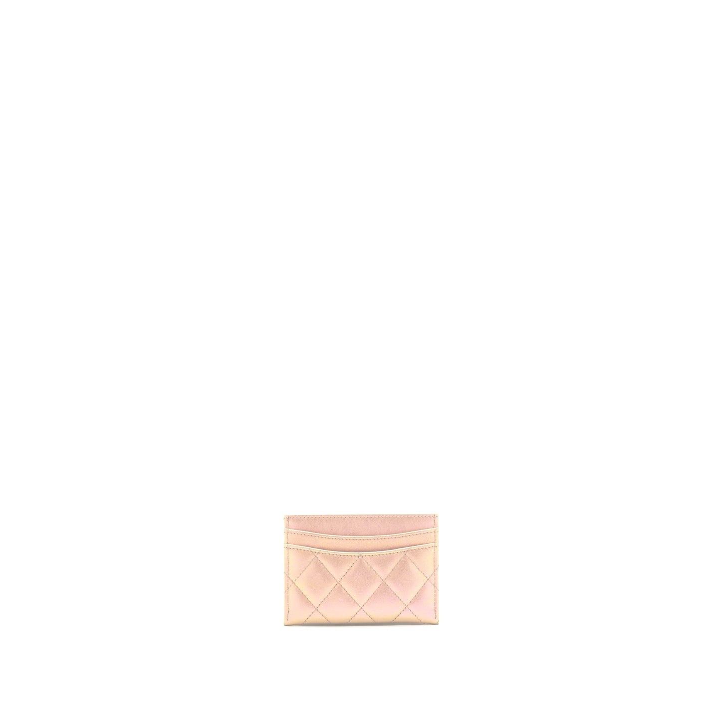 Chanel 21K Iridescent Flat Card Holder Pink Wallet Case