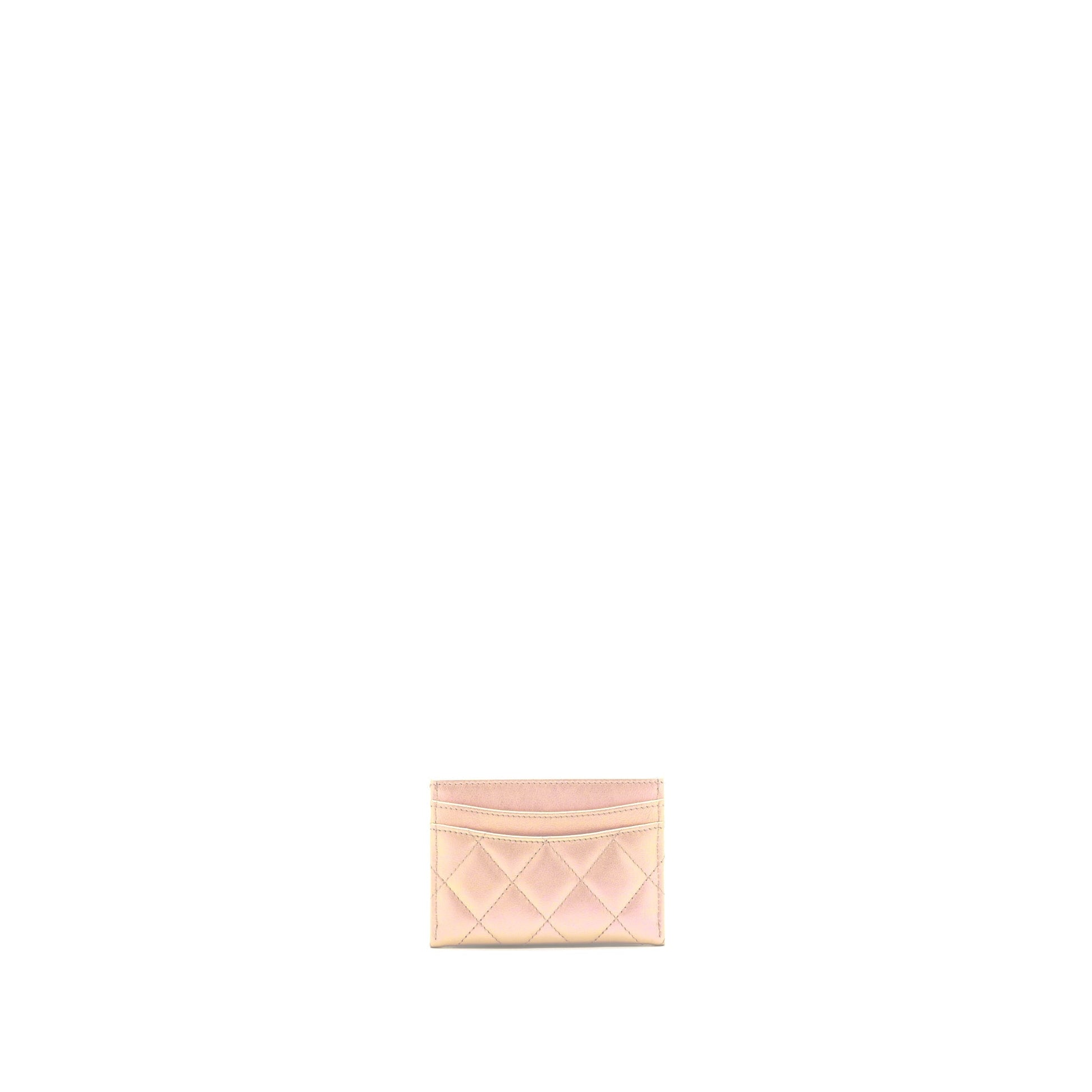 Chanel 21K Iridescent Flat Card Holder Pink Wallet Case