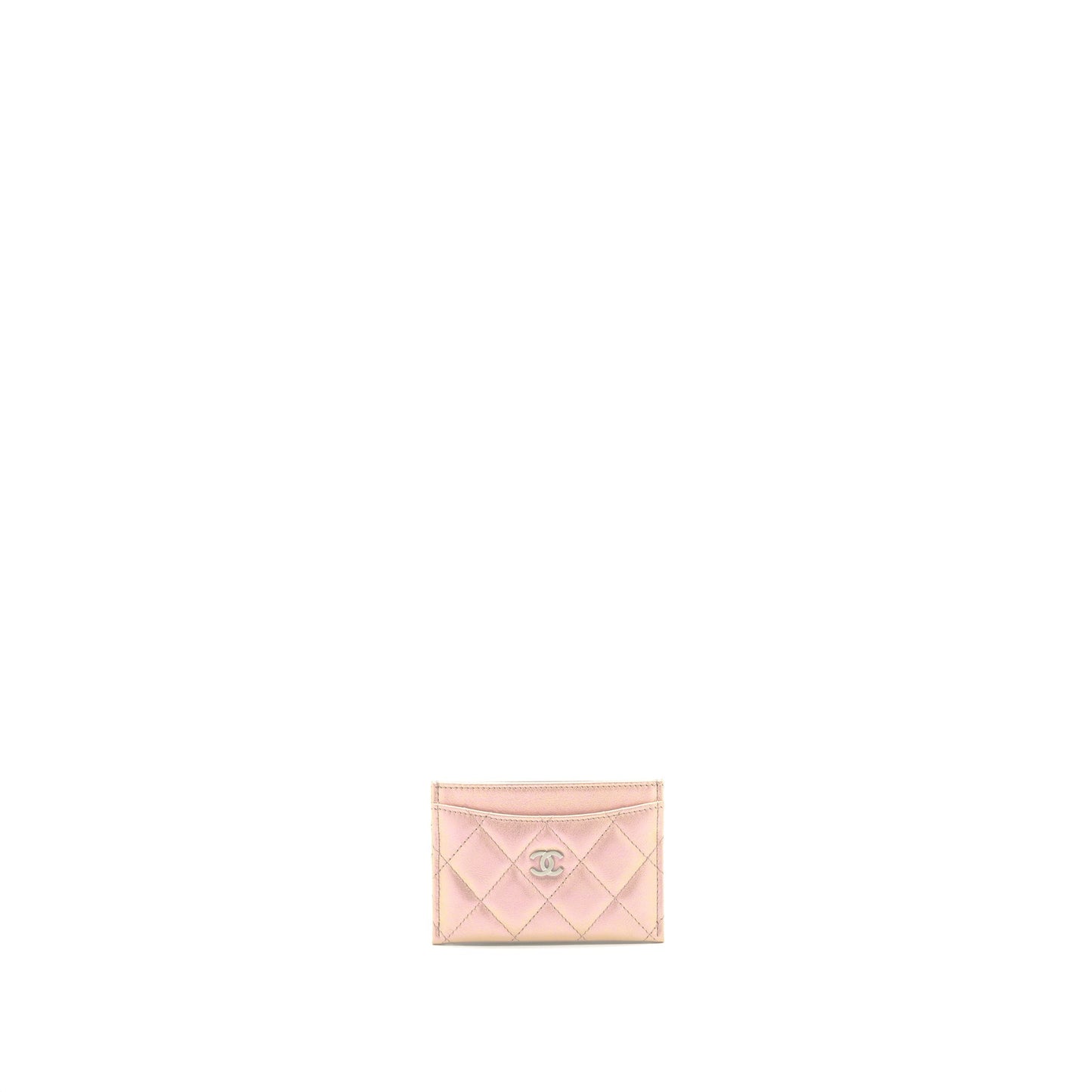 Chanel 21K Iridescent Flat Card Holder Pink Wallet Case