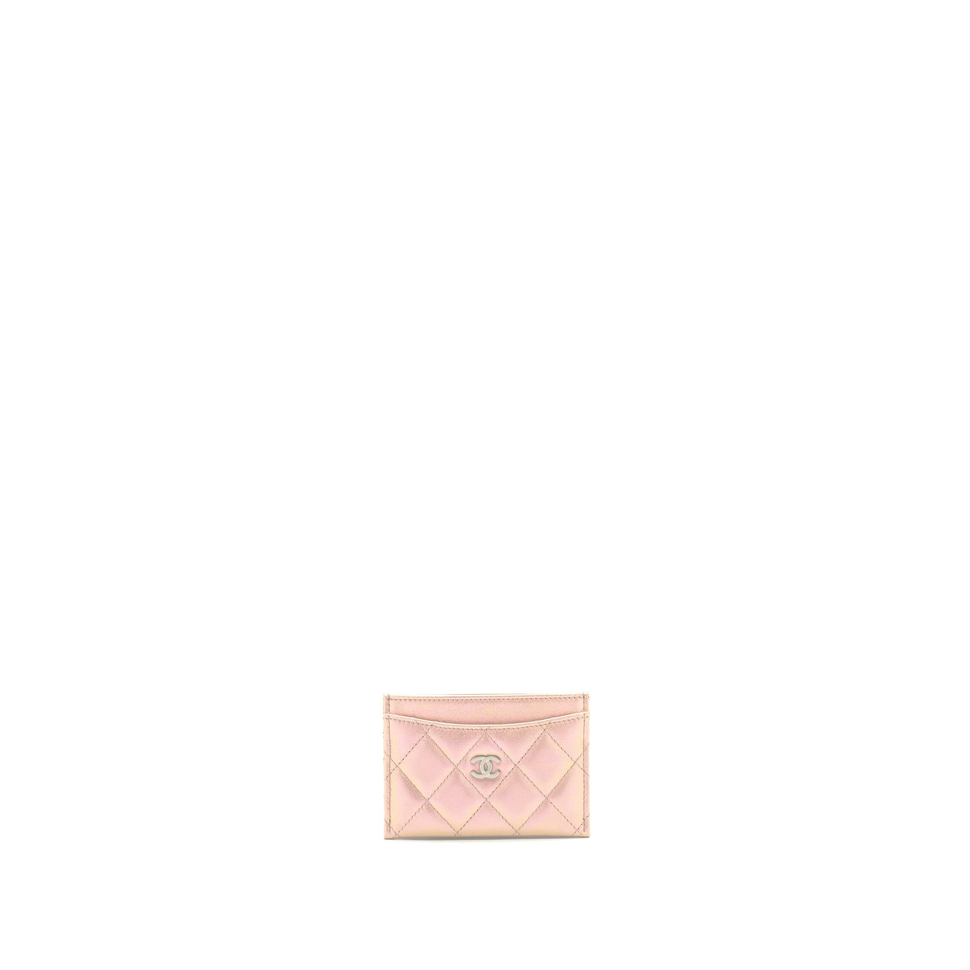 Chanel 21K Iridescent Flat Card Holder Pink Wallet Case