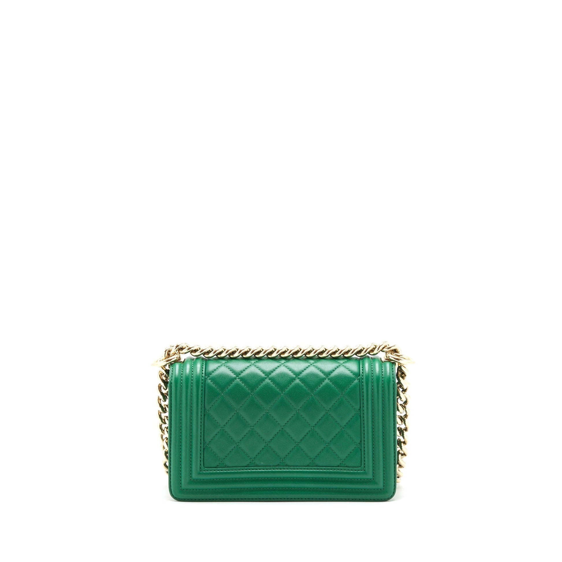 Chanel Boy Lambskin LGHW Green Small Handbag