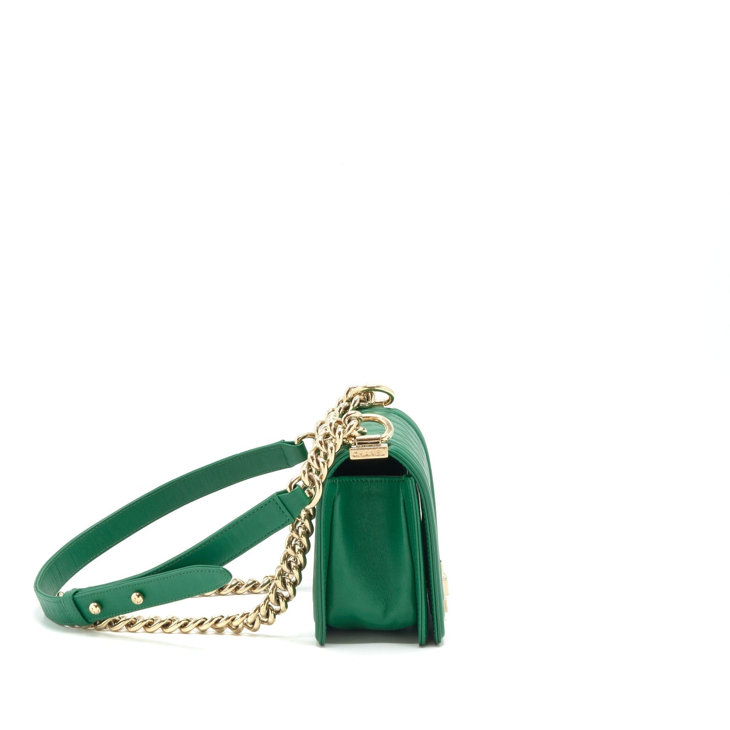 Chanel Boy Lambskin LGHW Green Small Handbag