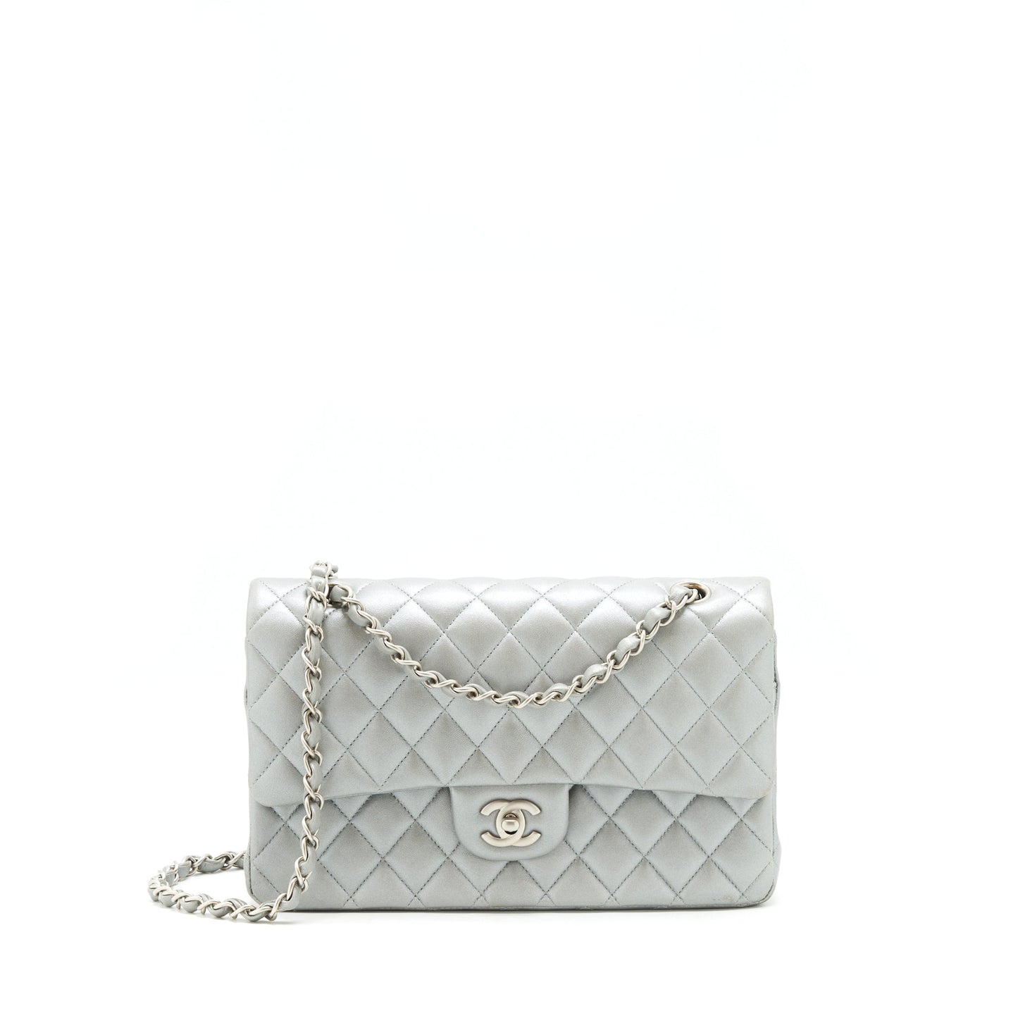 Chanel Classic Flap SHW Silver Grey Shoulder Bag
