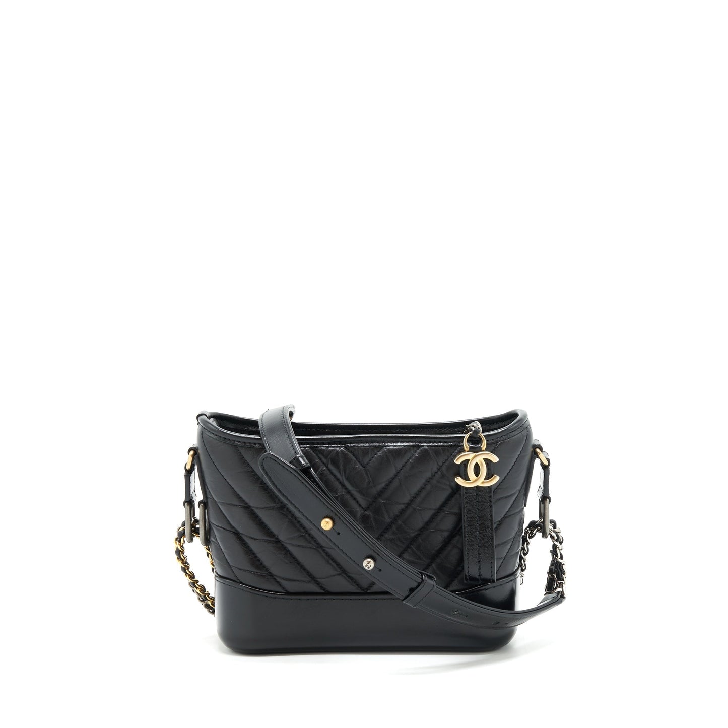 Chanel Chevron Gabrielle Hobo hardware Black Gold Silver Shoulder Bag