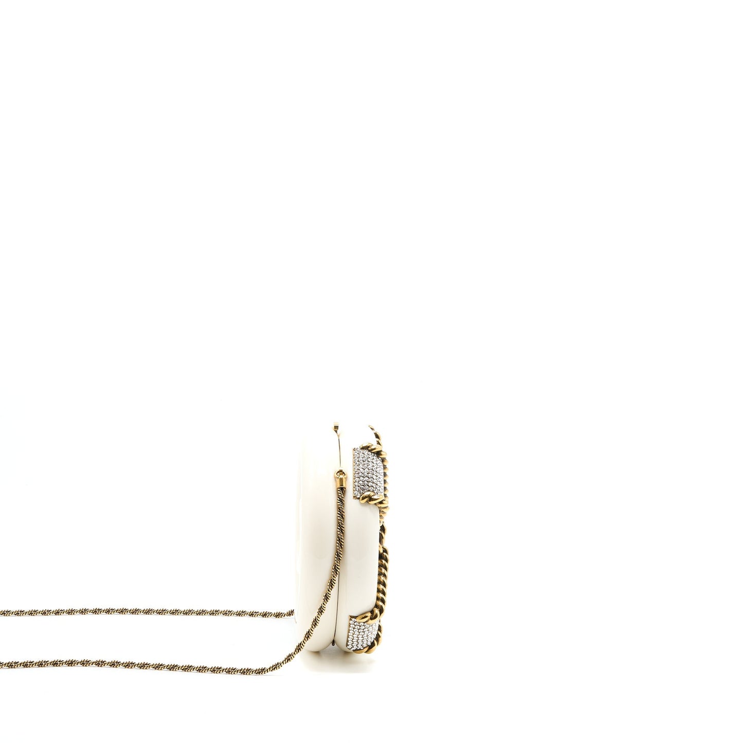Chanel Runway Crystal Round Evening Box GHW White Shoulder Bag