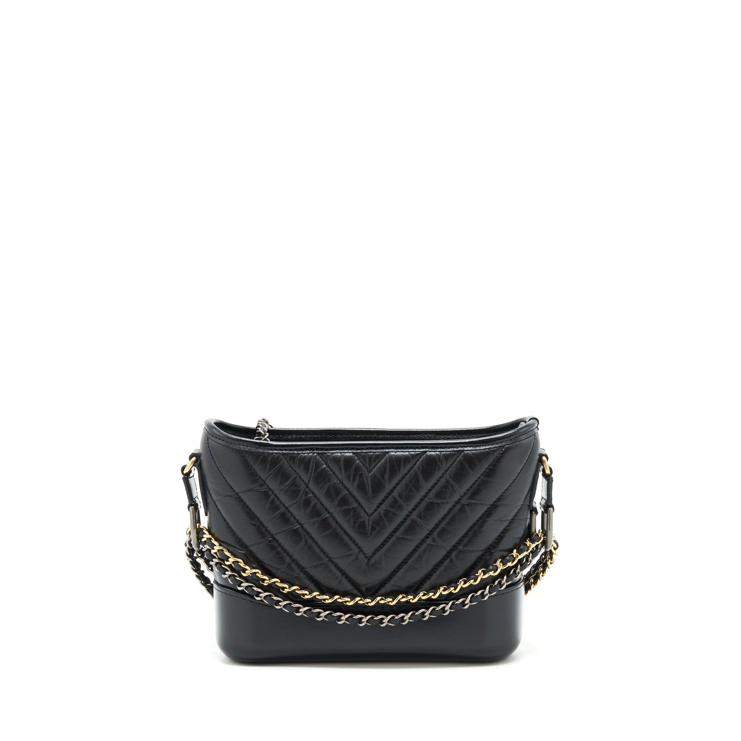 Chanel Chevron Gabrielle Hobo hardware Black Gold Silver Shoulder Bag