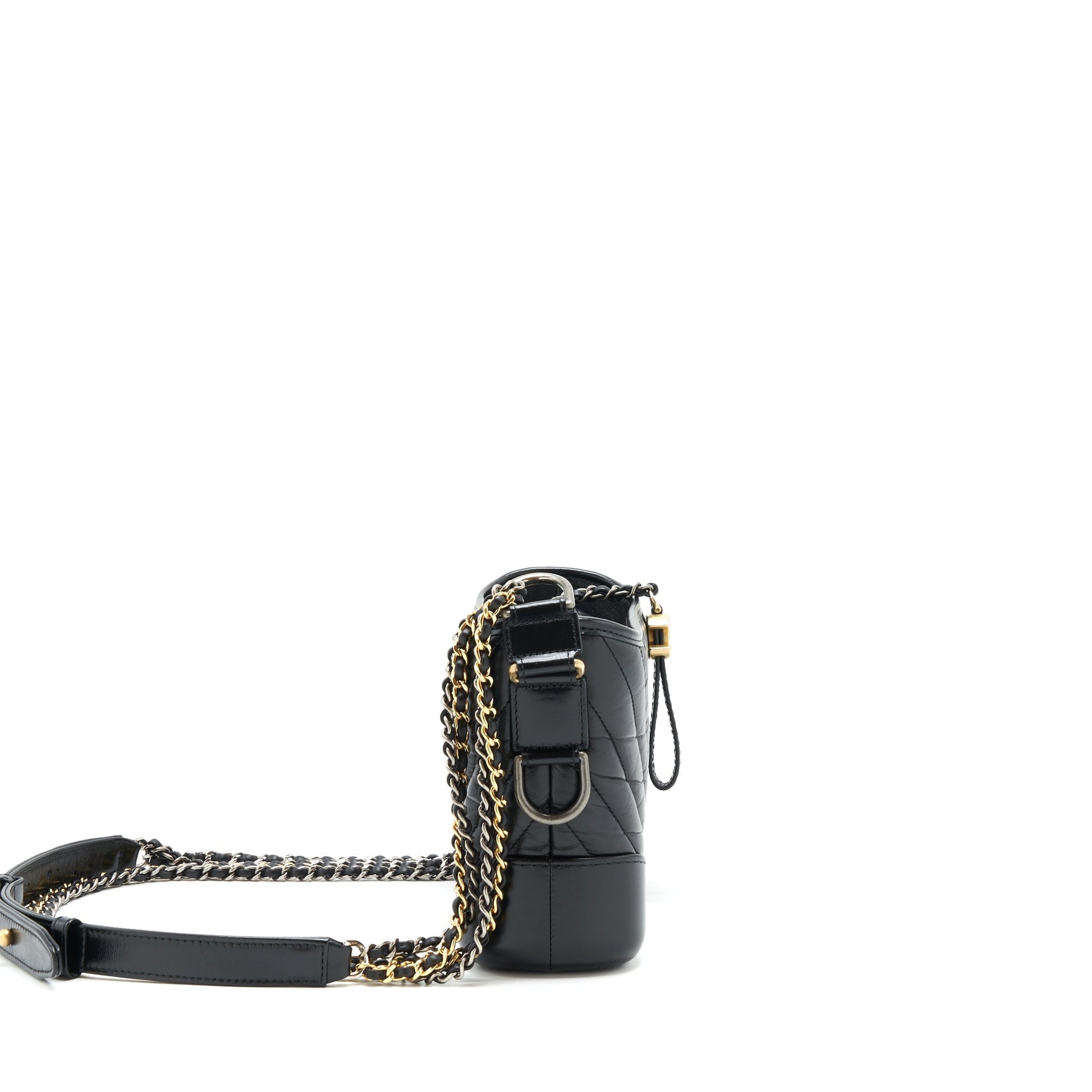 Chanel Chevron Gabrielle Hobo hardware Black Gold Silver Shoulder Bag